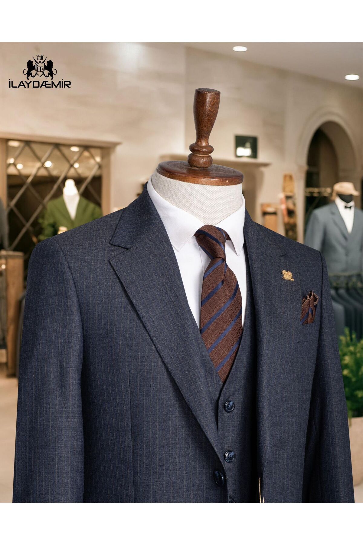 ilayda emir İTALYAN KESİM BLAZER ÇİZGİLİ ERKEK TAKIM ELBİSE