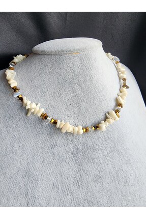 AYDOTA Beyaz Mercan Hematit Deniz Kolye