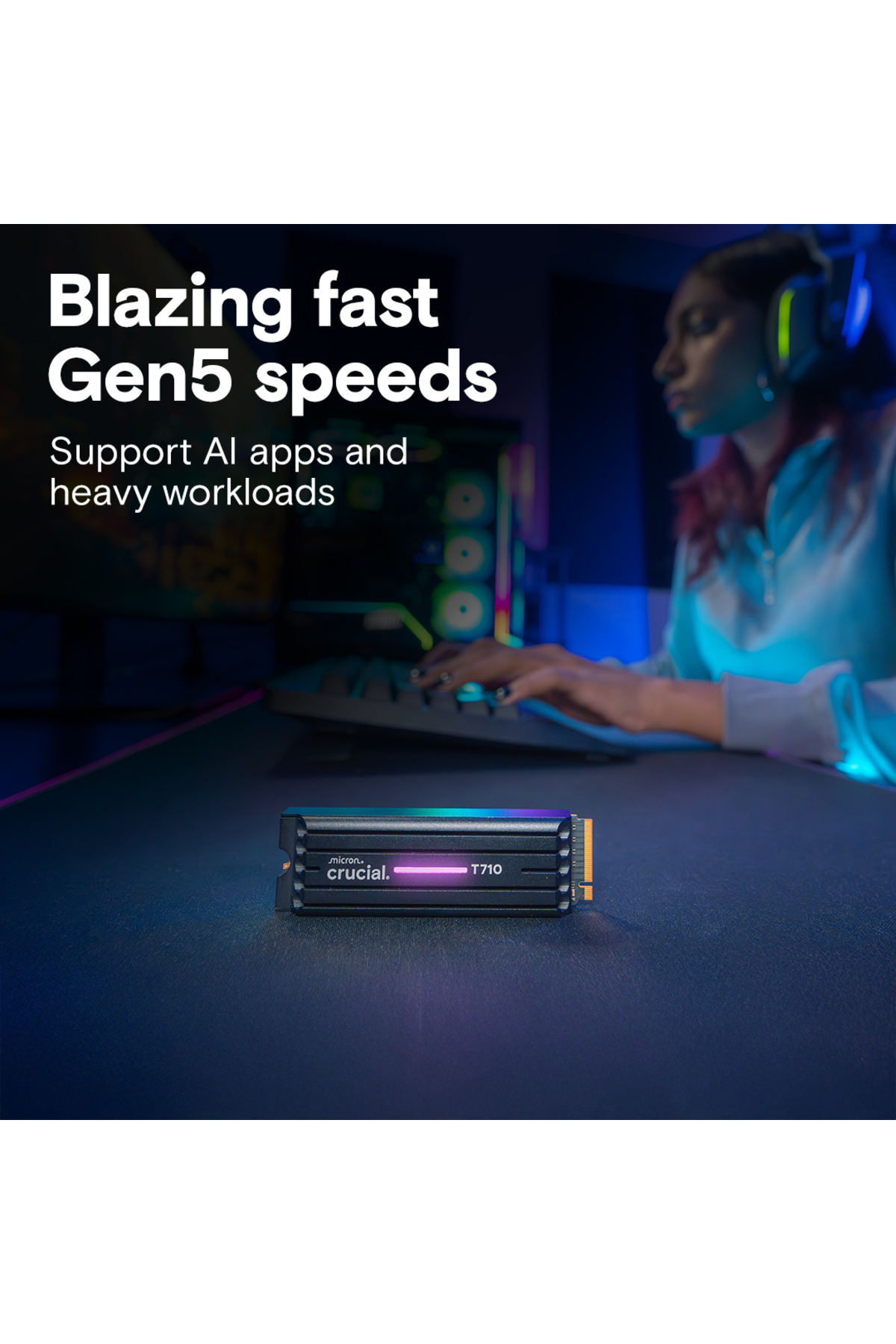 Crucial T710 2TB PCIe Gen5 NVMe M.2 SSD CT2000T710SSD5 SOĞUTUCULU