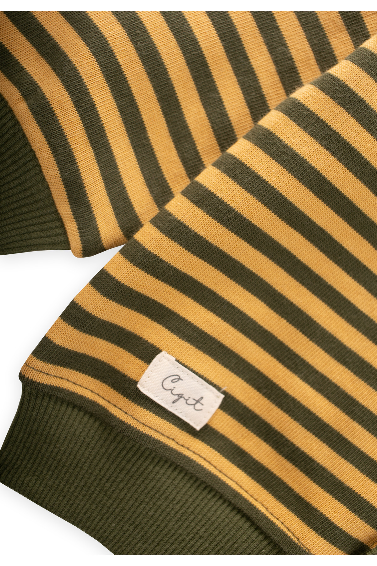 Cigit Çizgili Triko Hırka 0-4 Yaş Hardal Haki fotoğrafı 3 (önizleme)