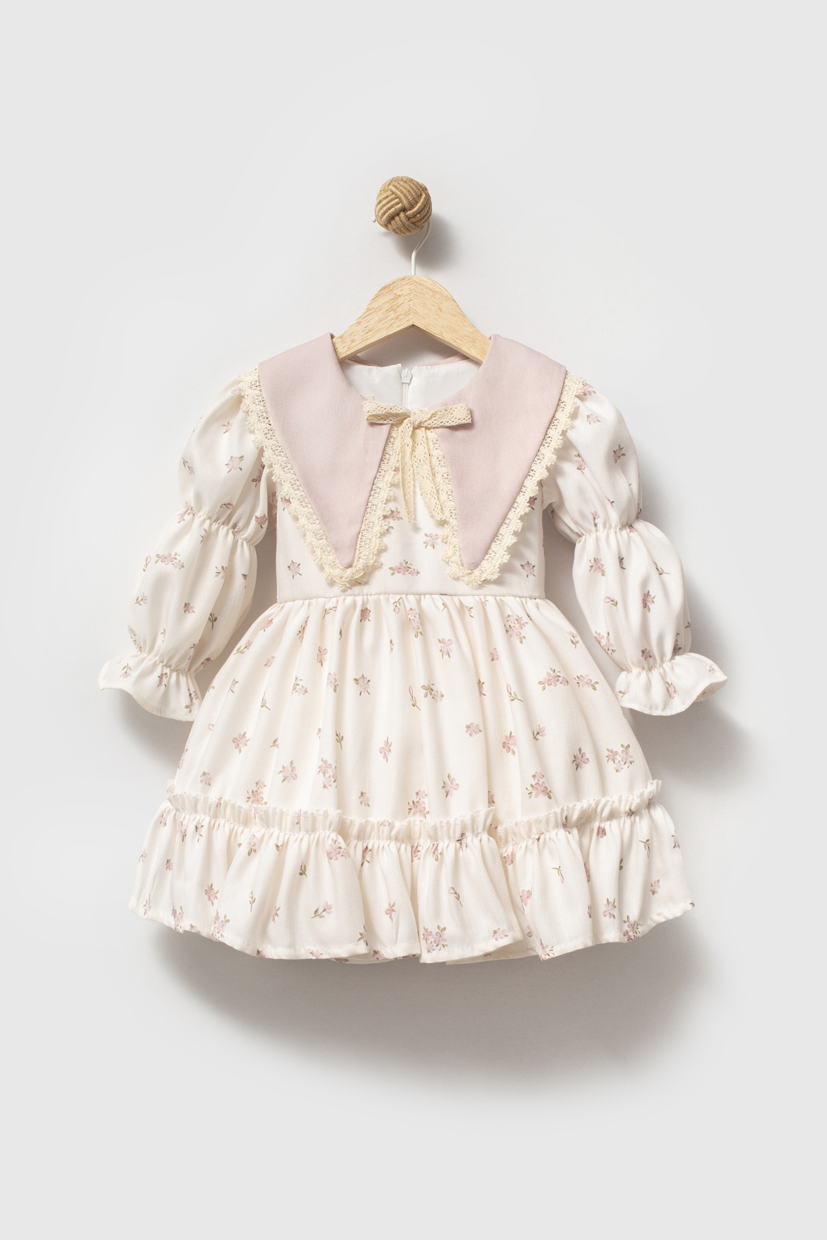 Baby Animals Kız Bebek Elbise Kız Çocuk Elbise Yakalı Doğum Günü Parti Düğün Özel Gün Uzun Kol Astarlı Elbise fotoğrafı 3 (önizleme)