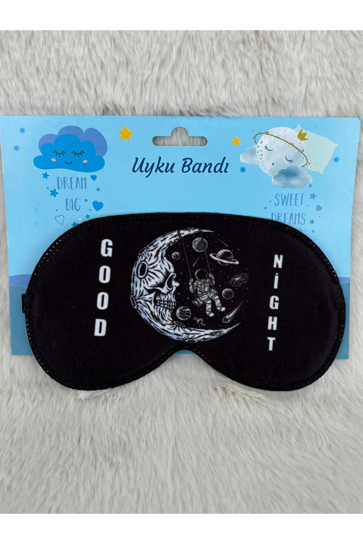 AyKoş aksesuar GOOD NİGHT YAZILI UYKU MASKESİ GÖZ BANDI
