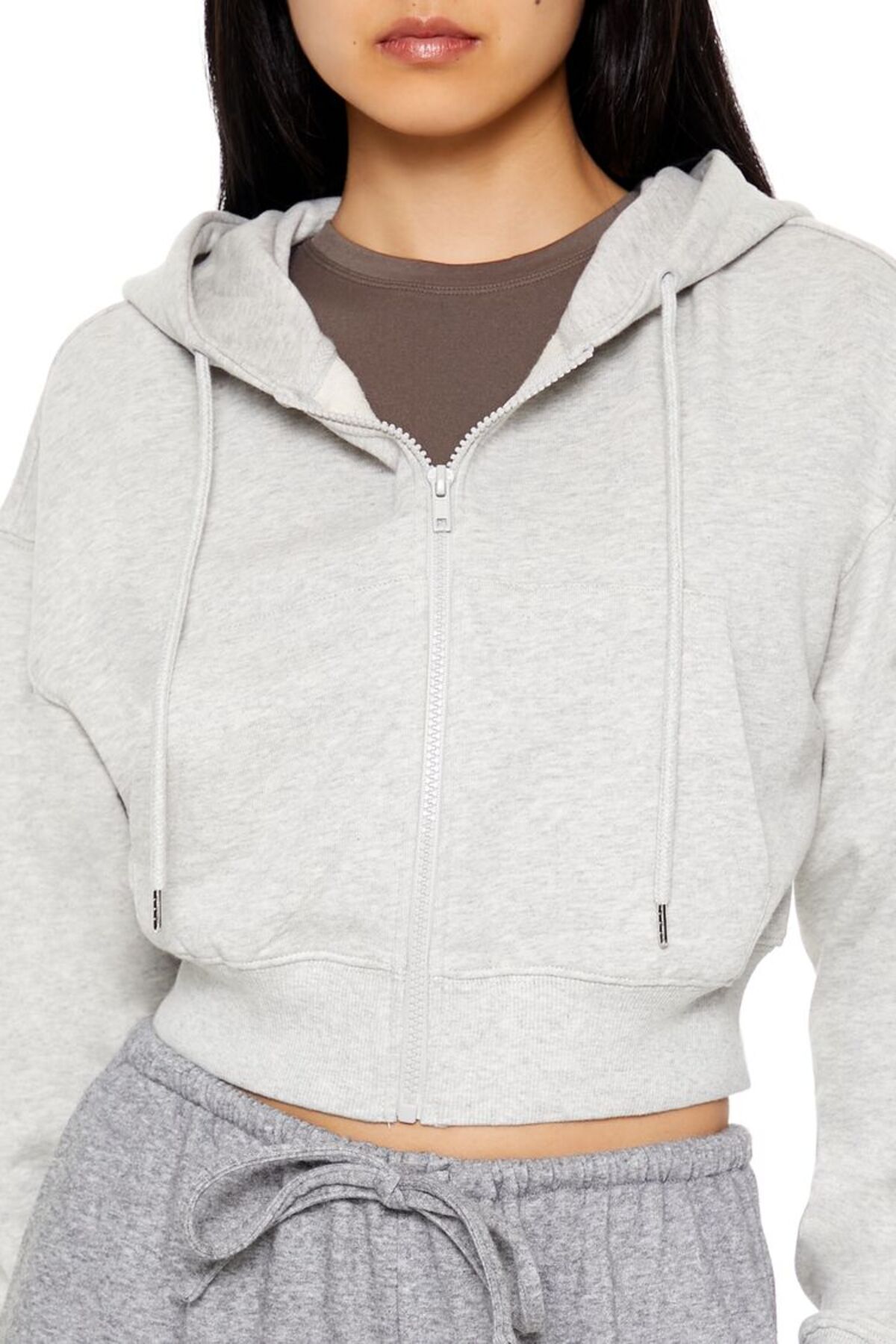 Forever 21  French Terry Crop Kapüşonlu Sweatshirt - Görsel 5
