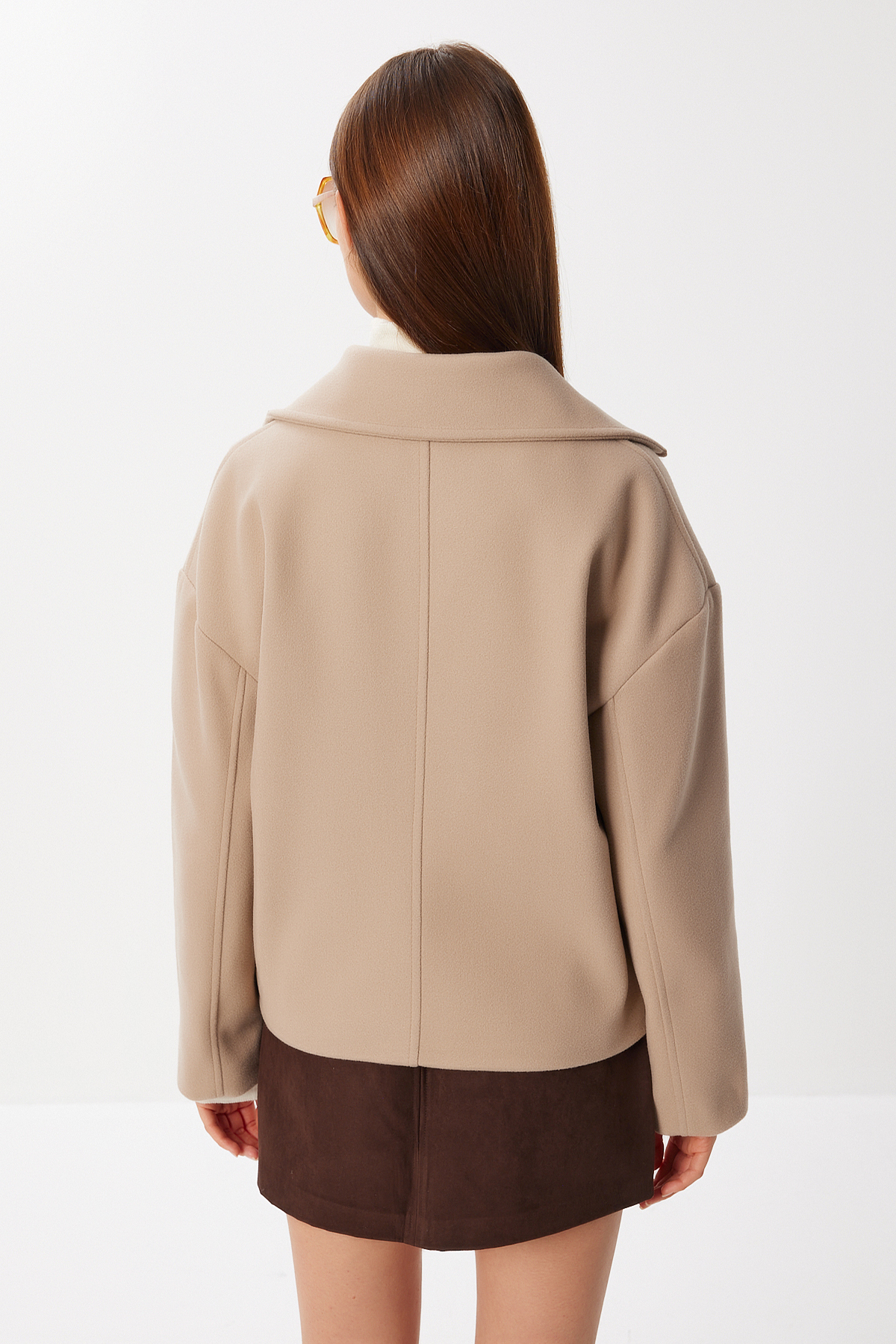 Lovelyİstanbul  Kruvaze Kısa Kaşe Kaban LGP0029 BEJ - Görsel 6