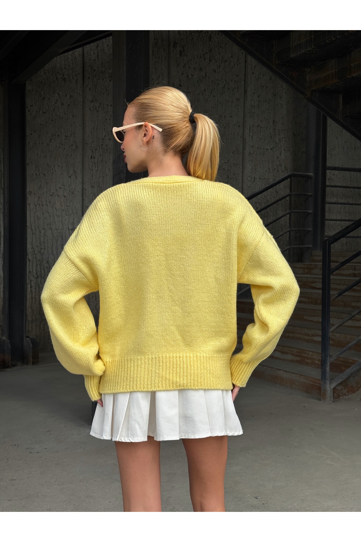 B2K FASHION  Sarı Atlet-Hırka İkili Triko Takım - Görsel 4