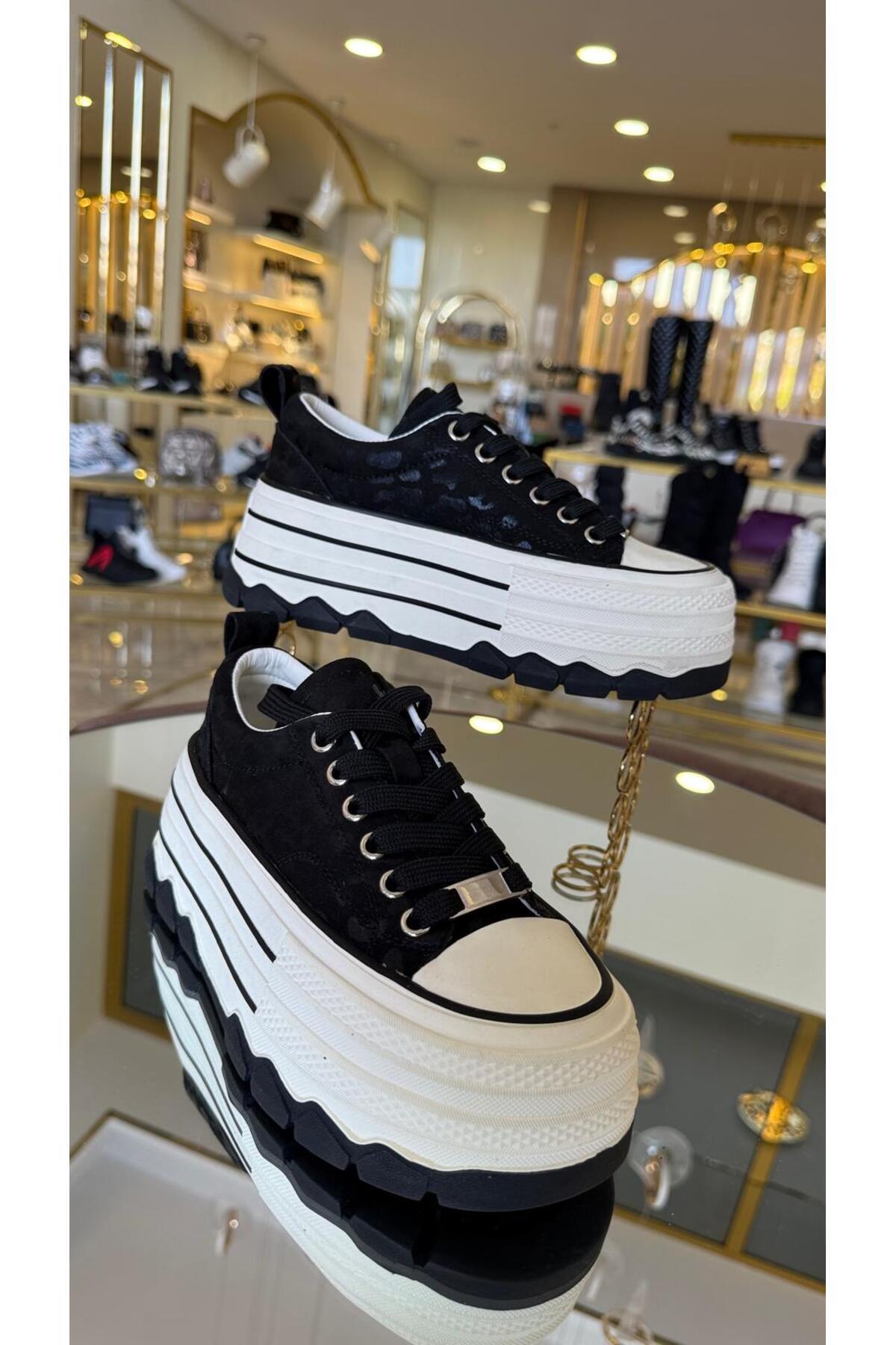 KRISTE BELL İthal Kadın Leopar Model Bağcıklı Casual Ayakkabı -1015-