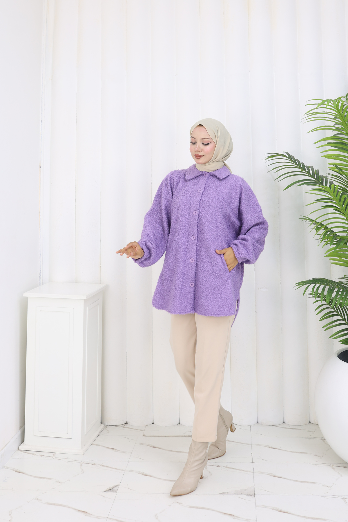POM POM BOUQUET FABRIC STANDARD SIZE SHIRT JACKET