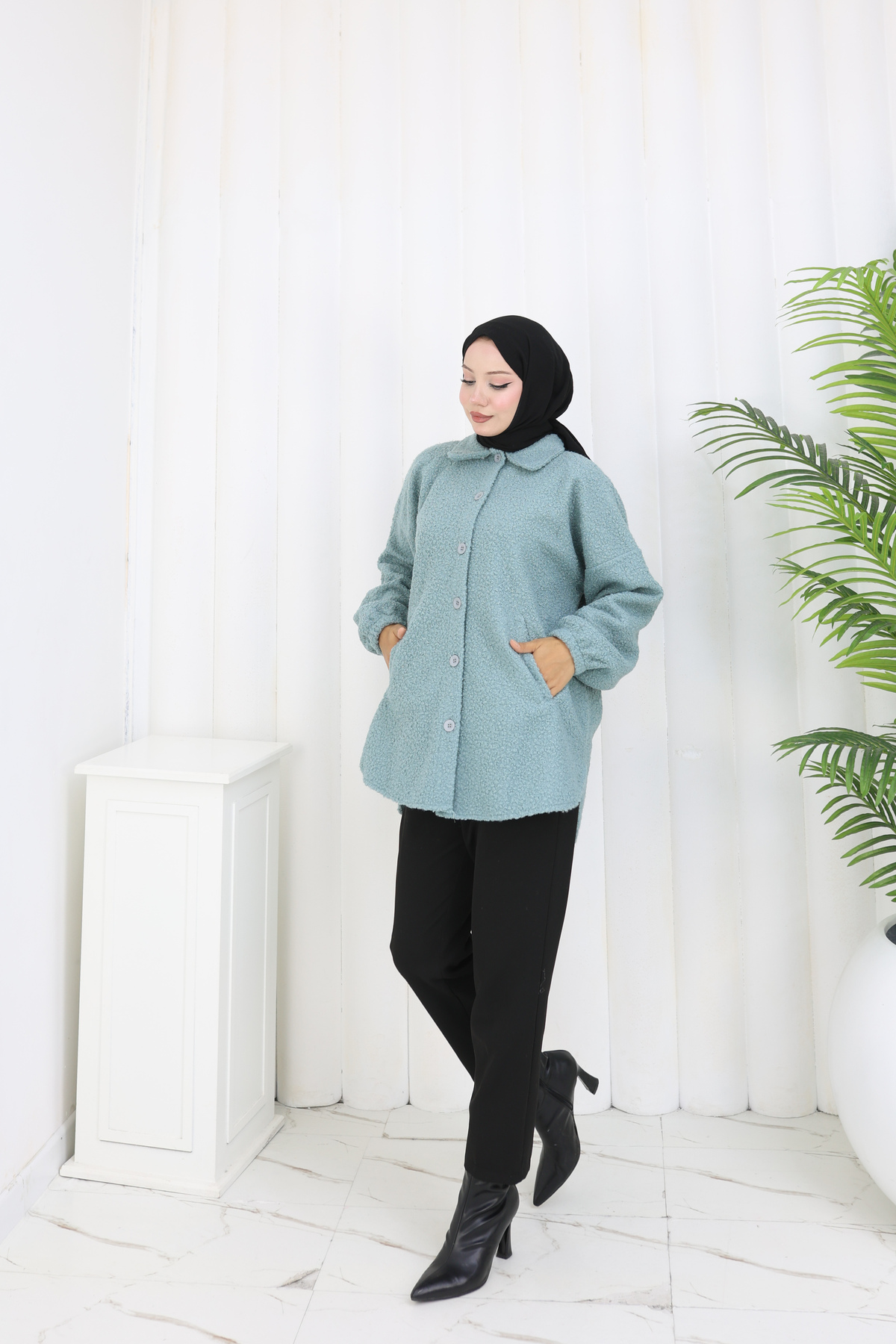 POM POM BOUQUET FABRIC STANDARD SIZE SHIRT JACKET