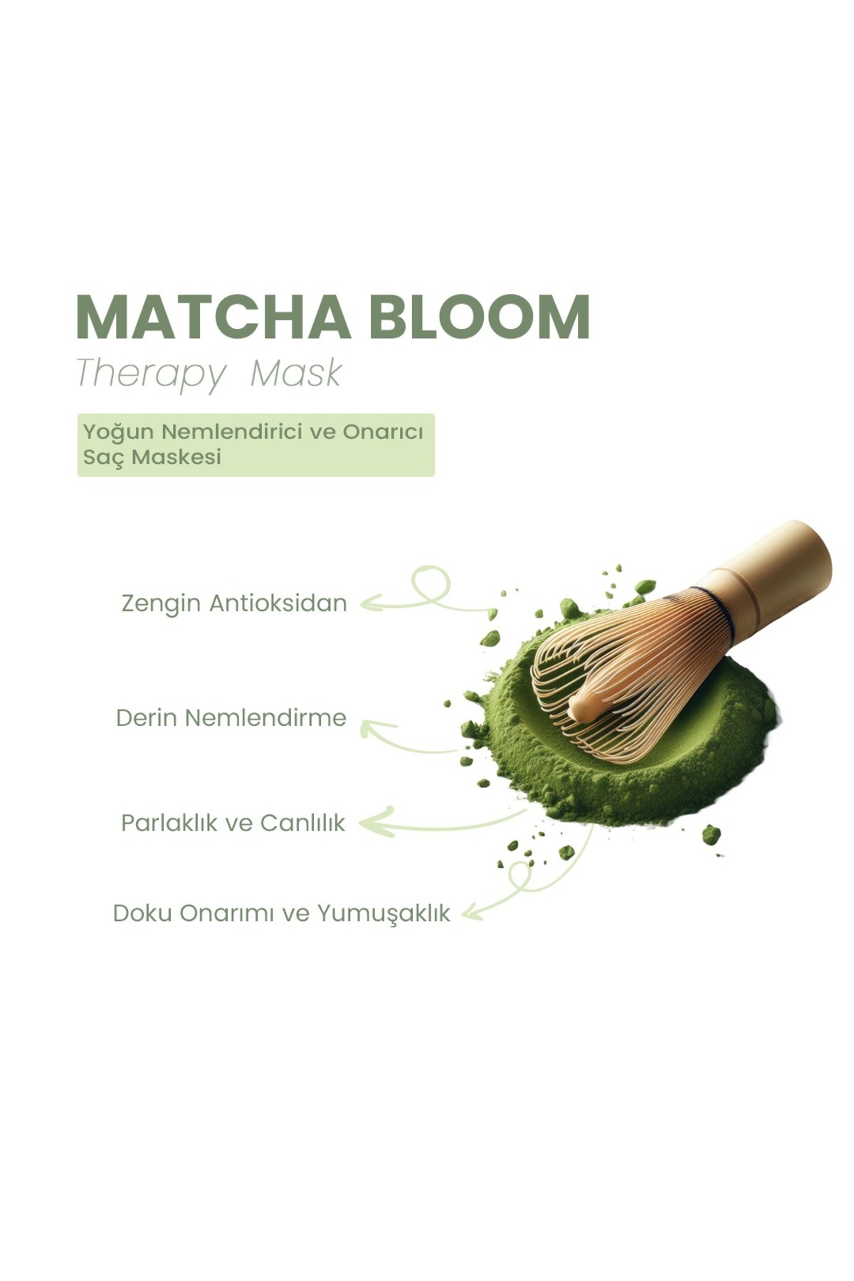 Yoğun Onarıcı Matcha Özü İçeren Nemlendirici Saç Maskesi - 400 ml - VEGAN — YOOLA02 — تصویر 7 از 8
