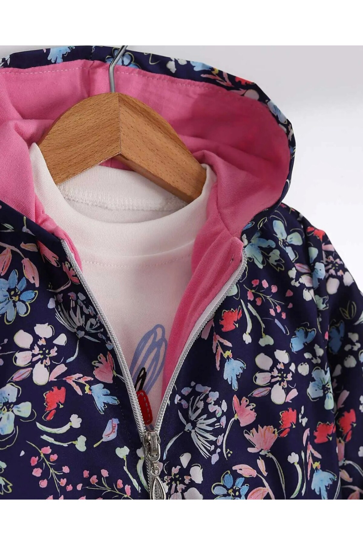 voyyo kids baby Kız Bebek Yağmurluklu Kapüşonlu, 3 Parça Mevsimlik Alt Üst Takım l 3-6-9-12-18 Ay fotoğrafı 6 (önizleme)