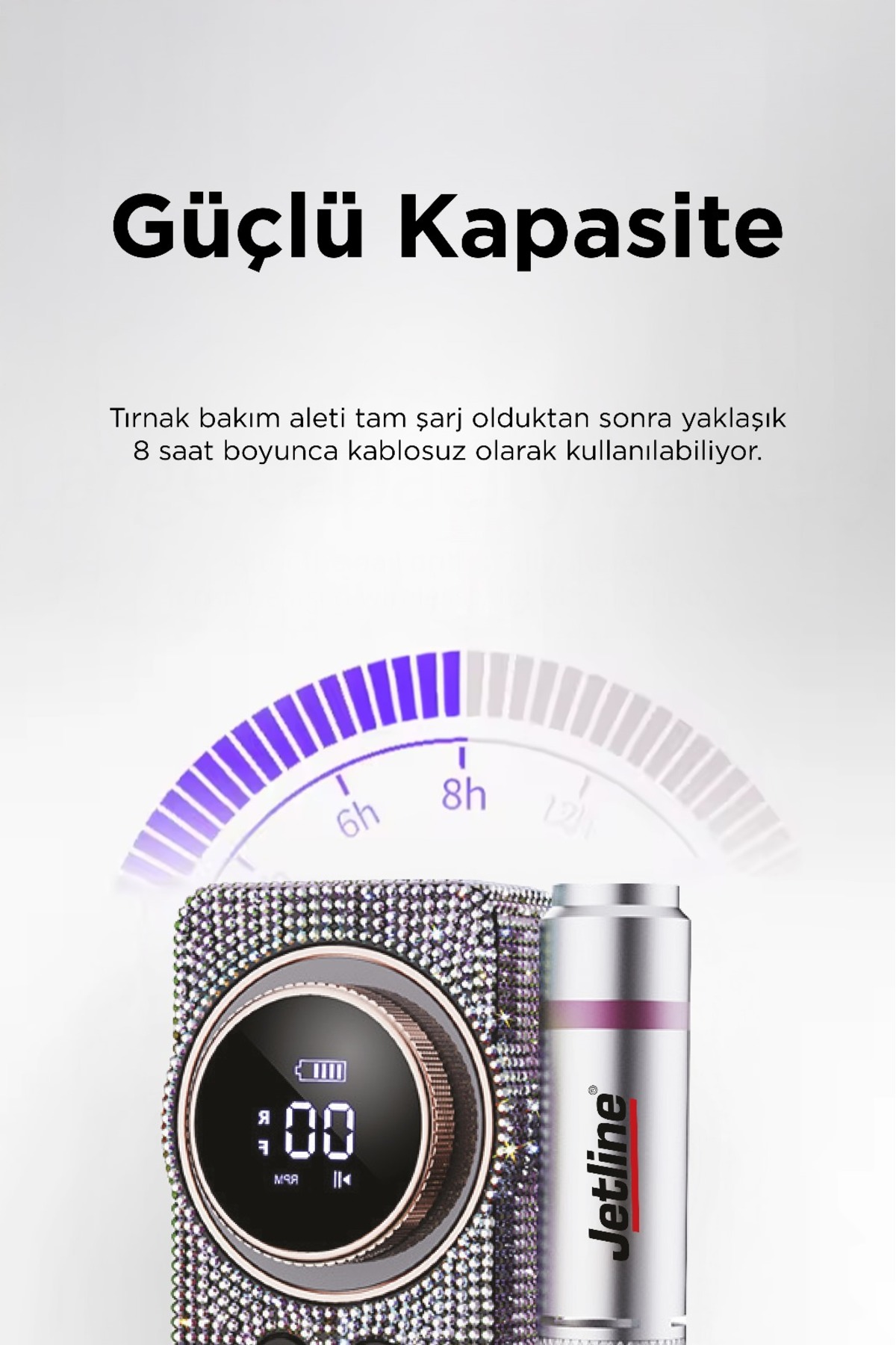 TRNKO1 Kristal Taşlı Seri Profesyonel Tırnak Törpü Manikür Pedikür Makinesi 10 Başlıklı Seri — JETLİNETAŞLISERİTRNK01 — تصویر 6 از 8