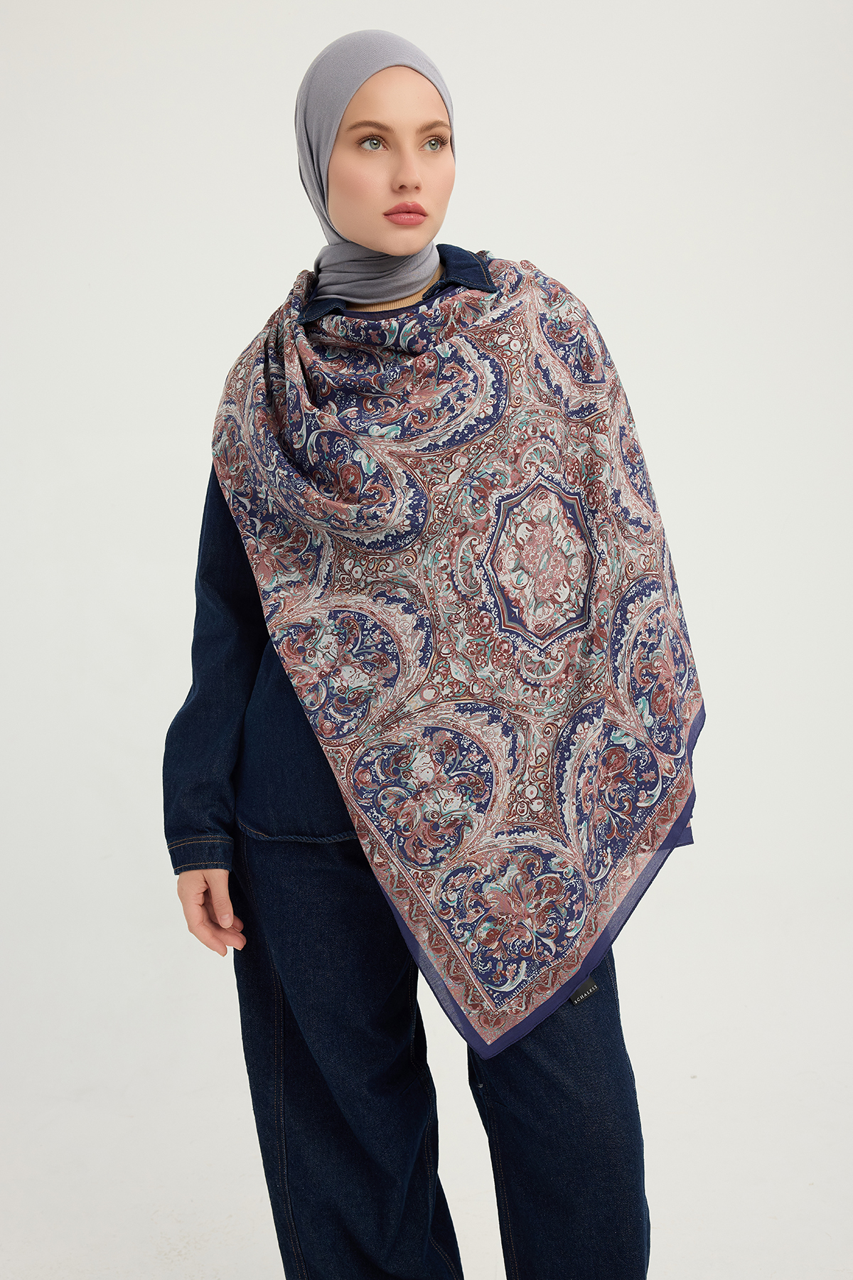 Eternal Palaces - Brown - Vierra Patterned Viscose Shawl - 70x190 Cm