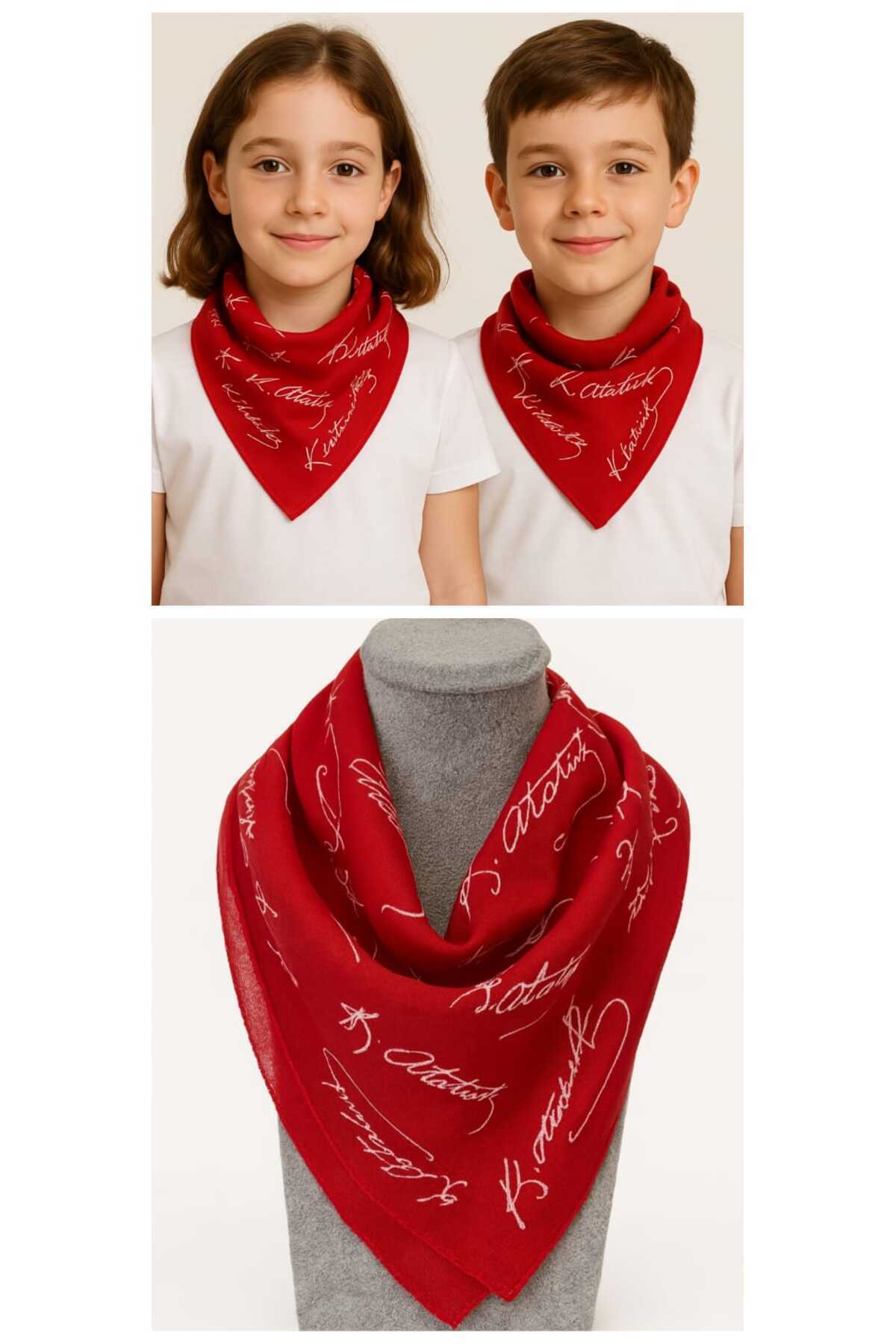 Eva Rose Kırmızı Ay Yıldız Türk Bayrağı Temalı Pamuk Kumaş Fular - Bandana - 23 Nisan, 29 Ekim, 19 Mayıs