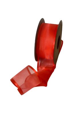 EL İŞİ DİY CRAFT Kırmızı Şifon Tül Kumaş Kurdele 4Cm X 20M Hediye Paketleme K...