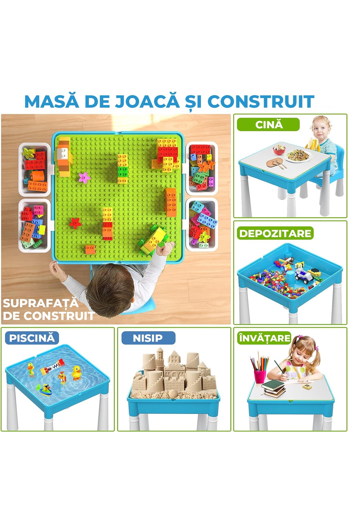 Pitikot Set Masa cu 2 Scaune pentru copii, pentru diferite activitati,