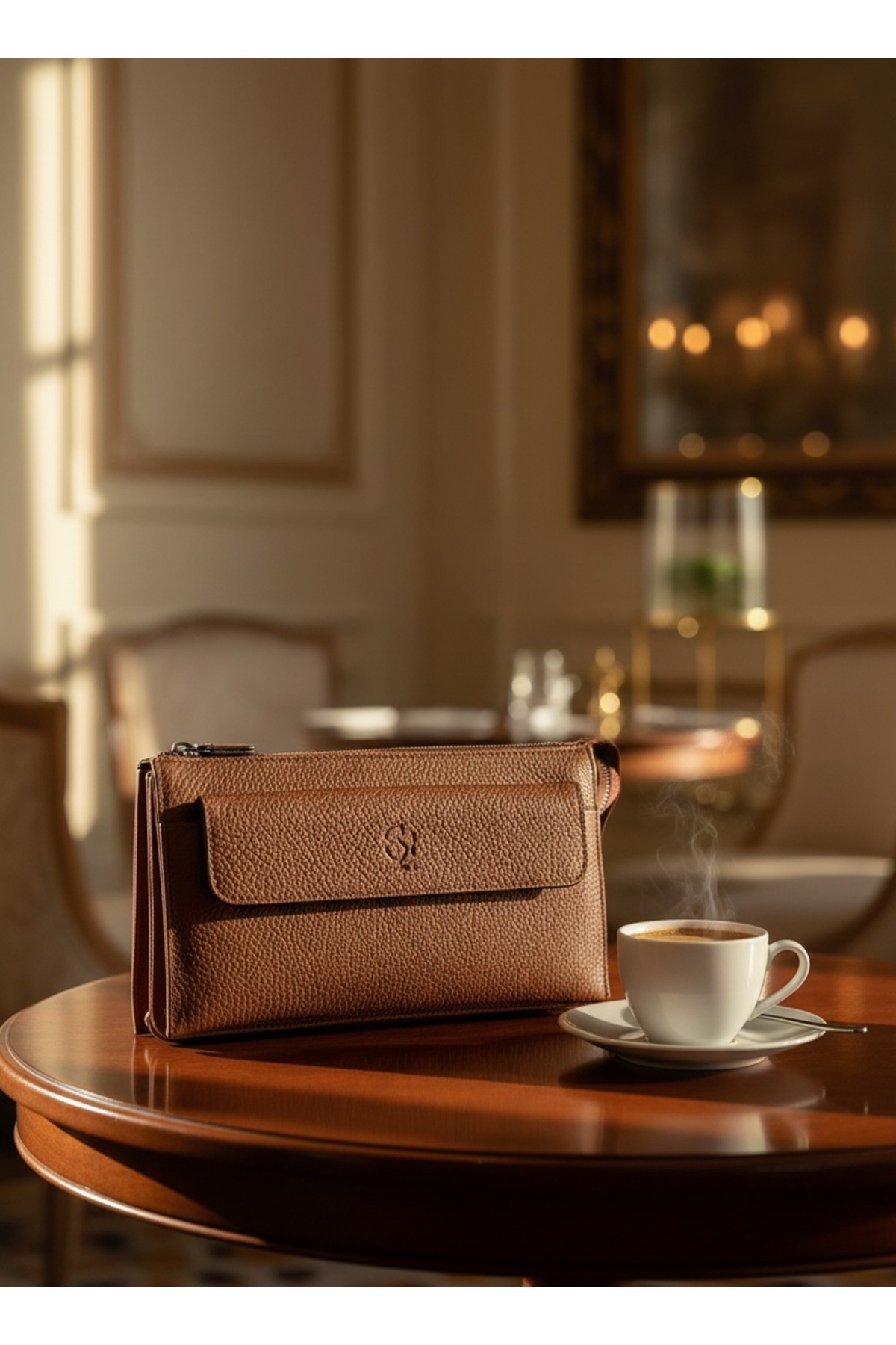 Sergio Ferrari Erkek Deri Clutch El Çantası | Hakiki Deri Şık Günlük ve Ofis Çok Gözlü Kullanım