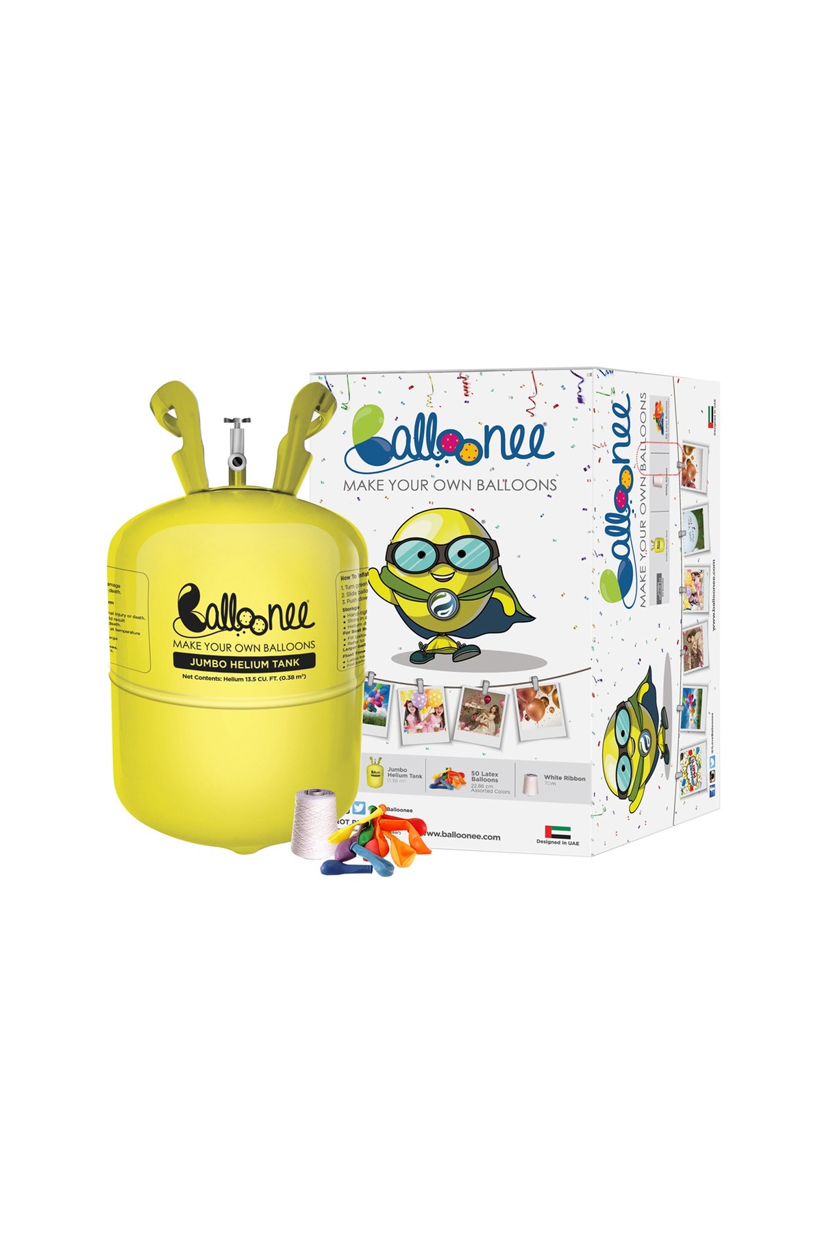 Balloonee Jumbo Disposable Helium Party Kit - 50 Balloons