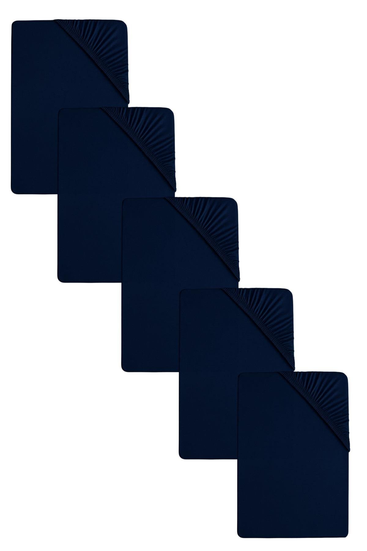 COTENCONCEPT 5 Adet Battal Boy Düz Pamuklu Çift Kişilik 200 x 200 cm Lastikli Penye Çarşaf