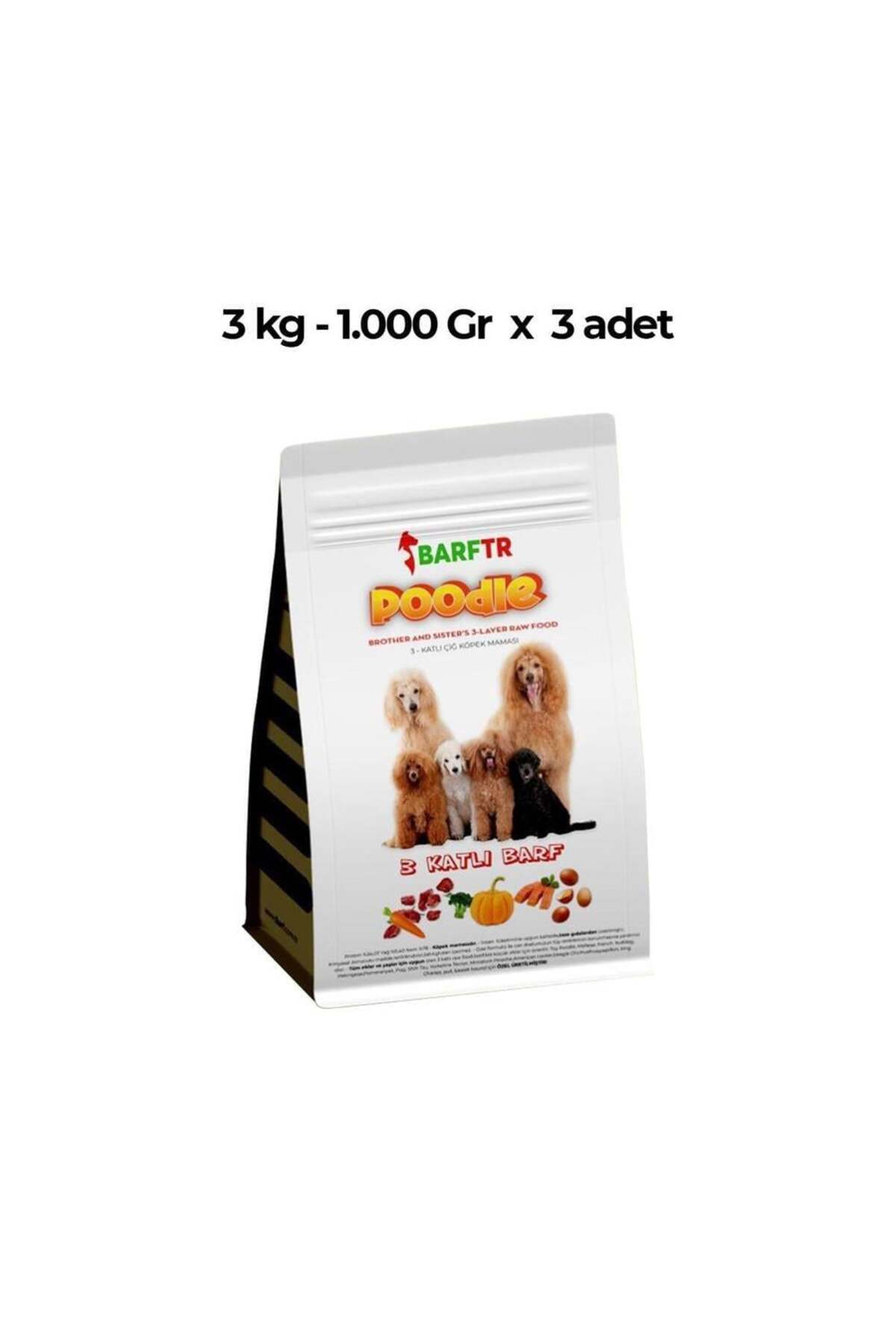 BARFTR 3 Katlı Barf Köpek Maması 3 Kg 1000 gr Tekli Ambalajlarda
