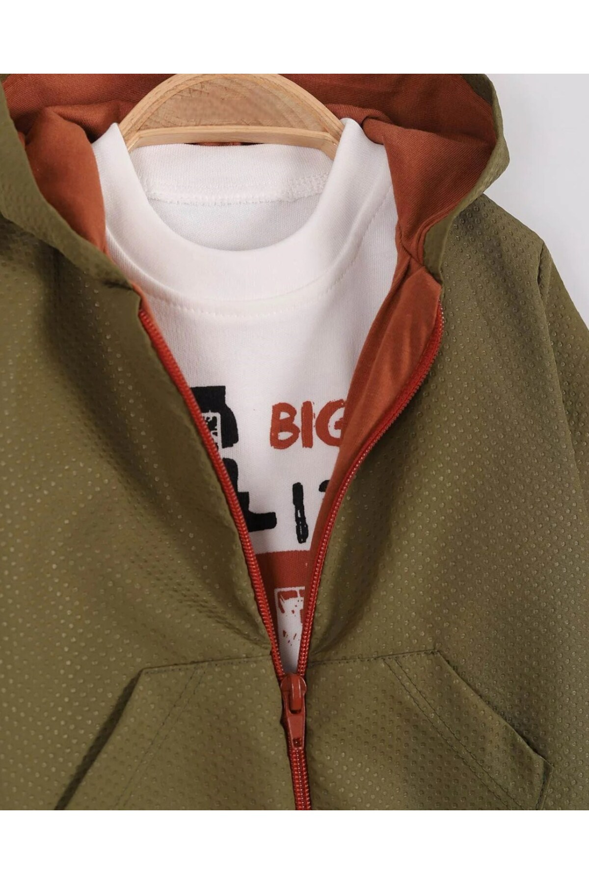 voyyo kids baby Erkek Bebek Yağmurluklu Kapüşonlu, 3 Parça Mevsimlik Alt Üst Takım L 3-6-9-12-18 Ay fotoğrafı 4 (önizleme)