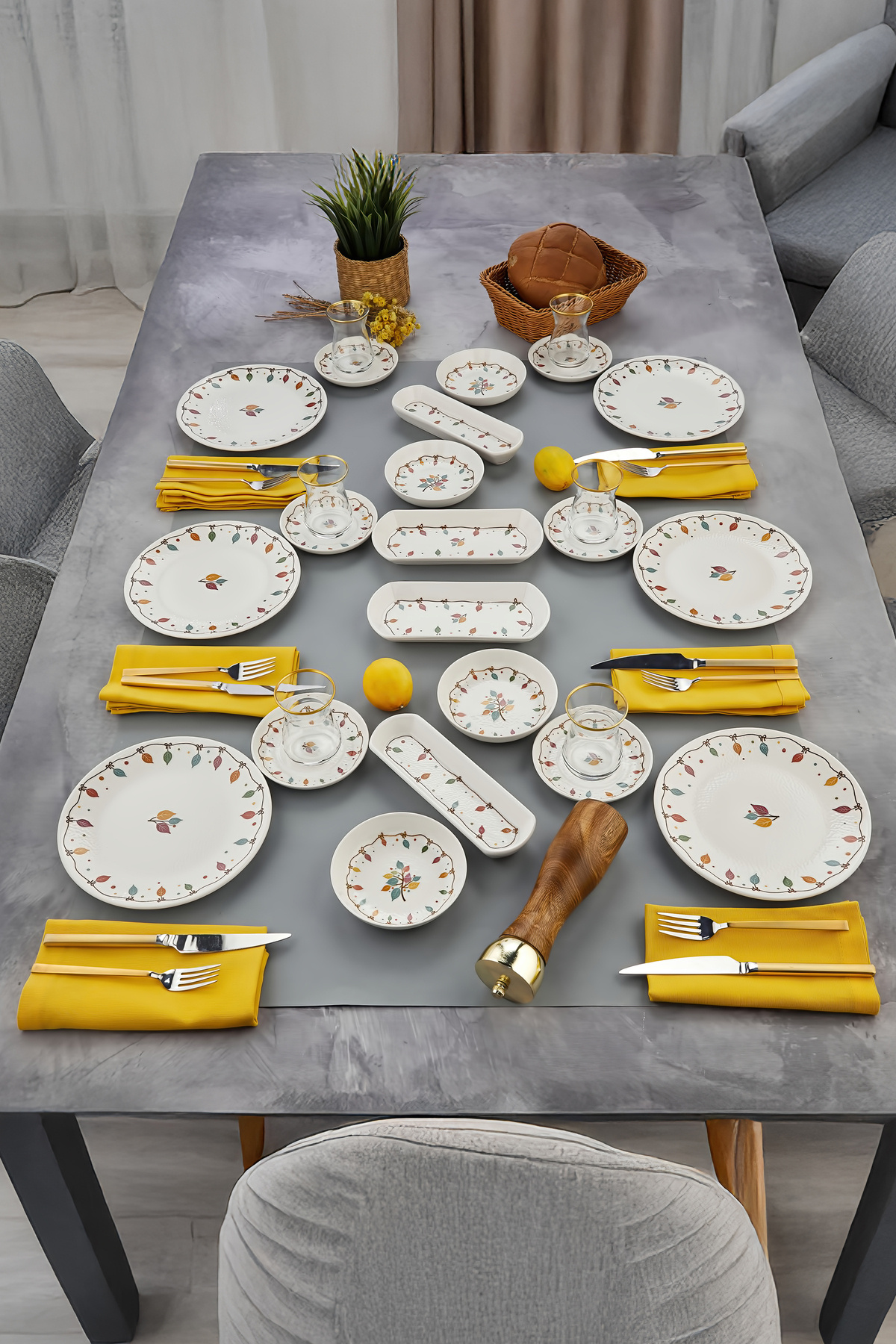 Babion Renkli Çiçek Motifli 20 Parça 6 Kişilik Kahvaltı Takımı – Canlı ve Zarif Sofralar İçin