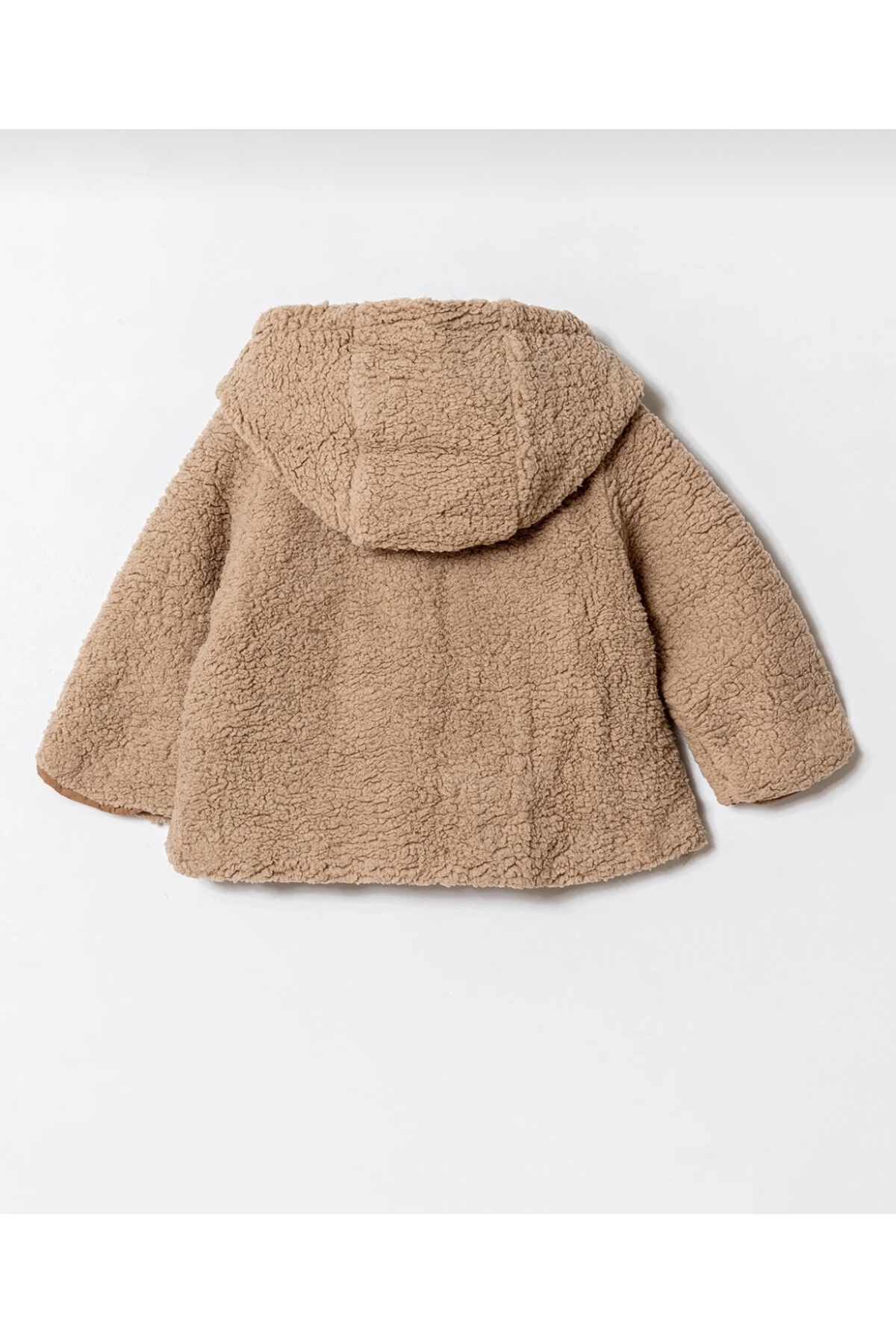 Verscon Bej Çift Taraflı Kapüşonlu Peluş Çocuk Montu –Sıcak Tutan Kışlık Mont 9Ay-4Yaş fotoğrafı 3 (önizleme)