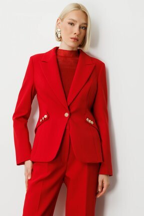 Ekol Omzu Vatkalı Düğme Aksesuarlı Ceket