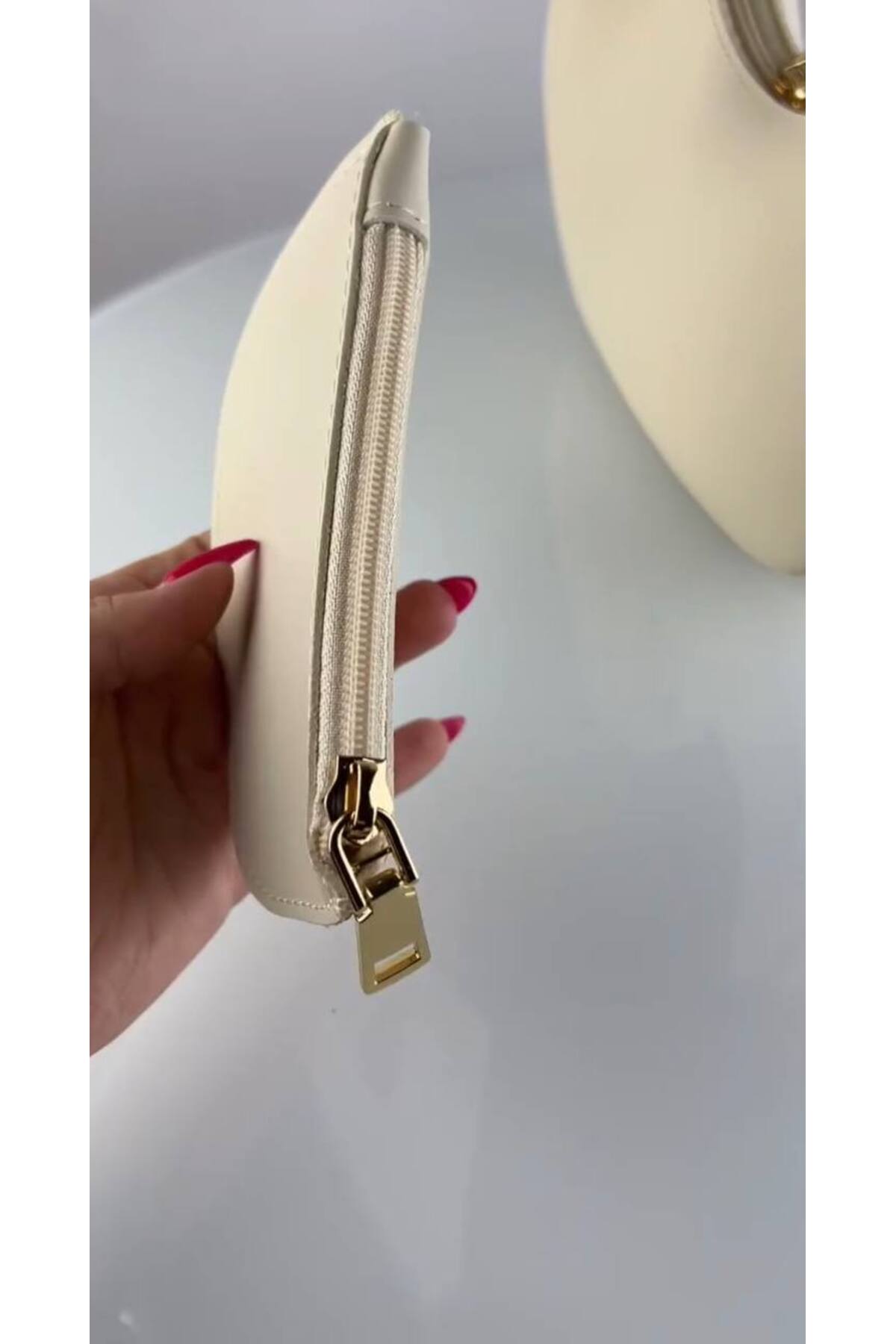 Krem CHERY Model Cüzdanlı Kadın Baget El ve Omuz Çantası görünüm 5