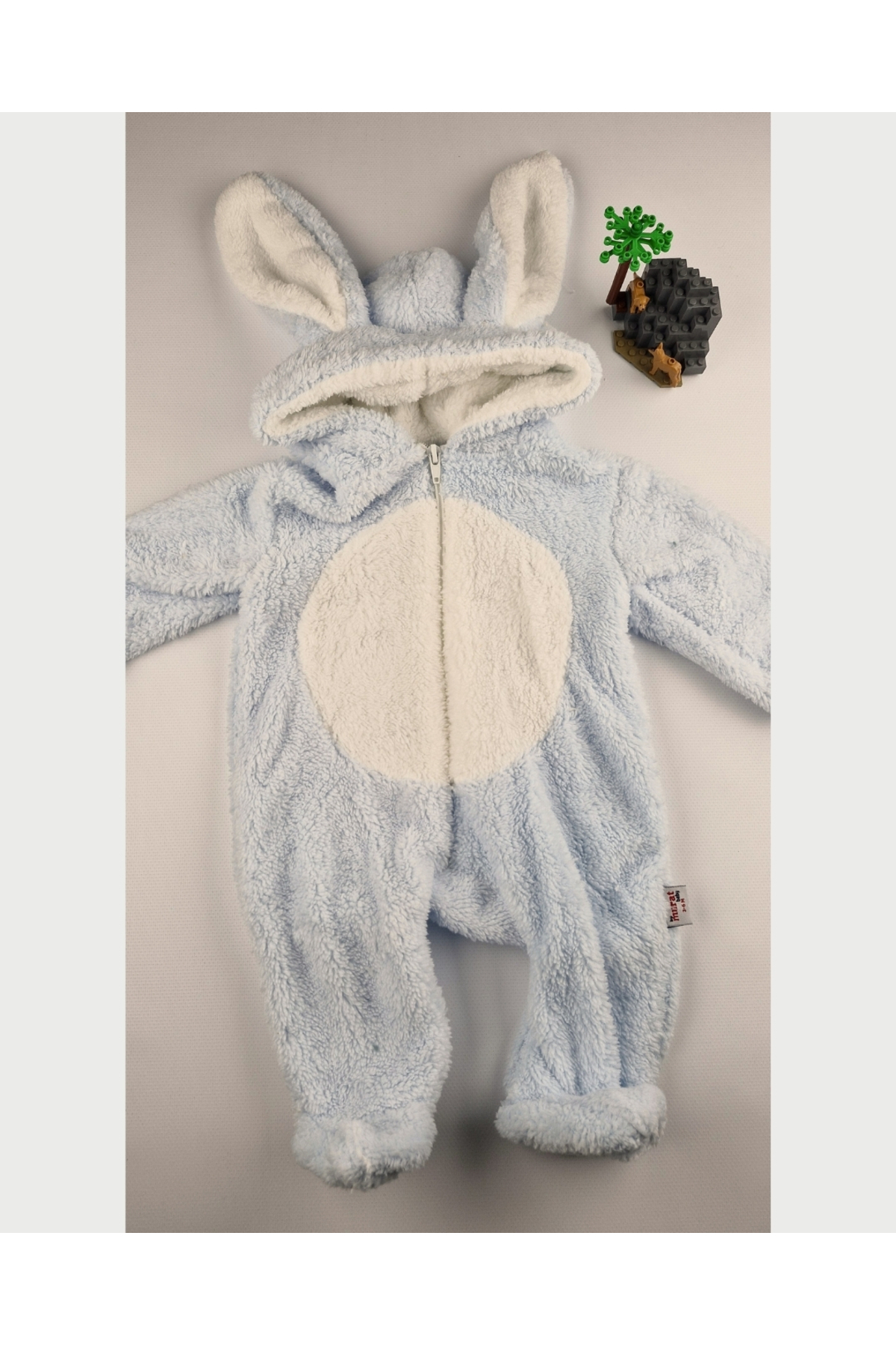 BYMURAT BABY Tavşan Kulaklı Pembe/Mavi/Krem Welsoft Bebek Tulum – Kapüşonlu Kışlık 0-12 Ay fotoğrafı 2 (önizleme)