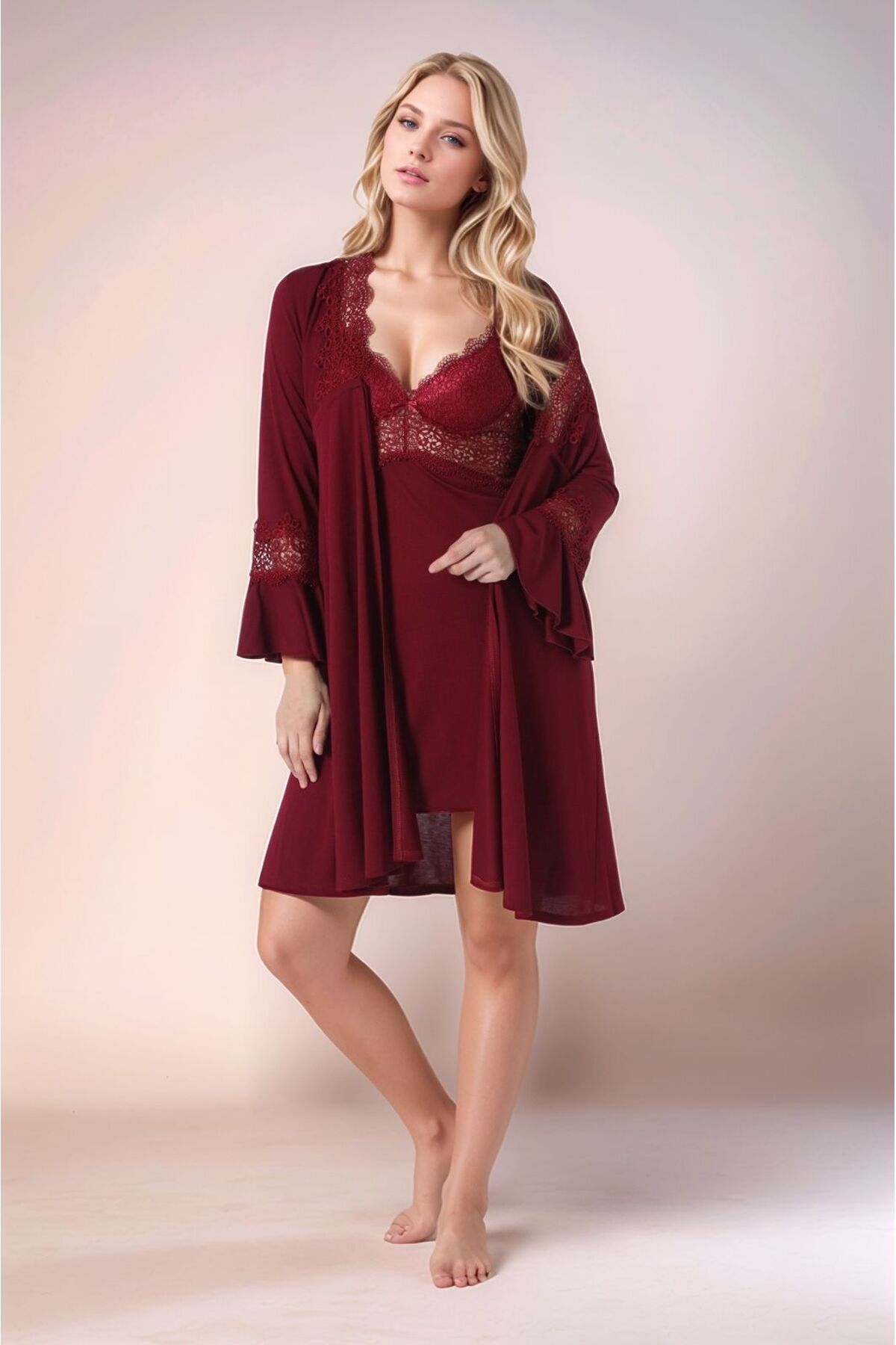 Loule 6'lı Kadın Sabahlık & Gecelik & Pijama Takımı Penye Çeyizlik Seti OL.AL.9610.001