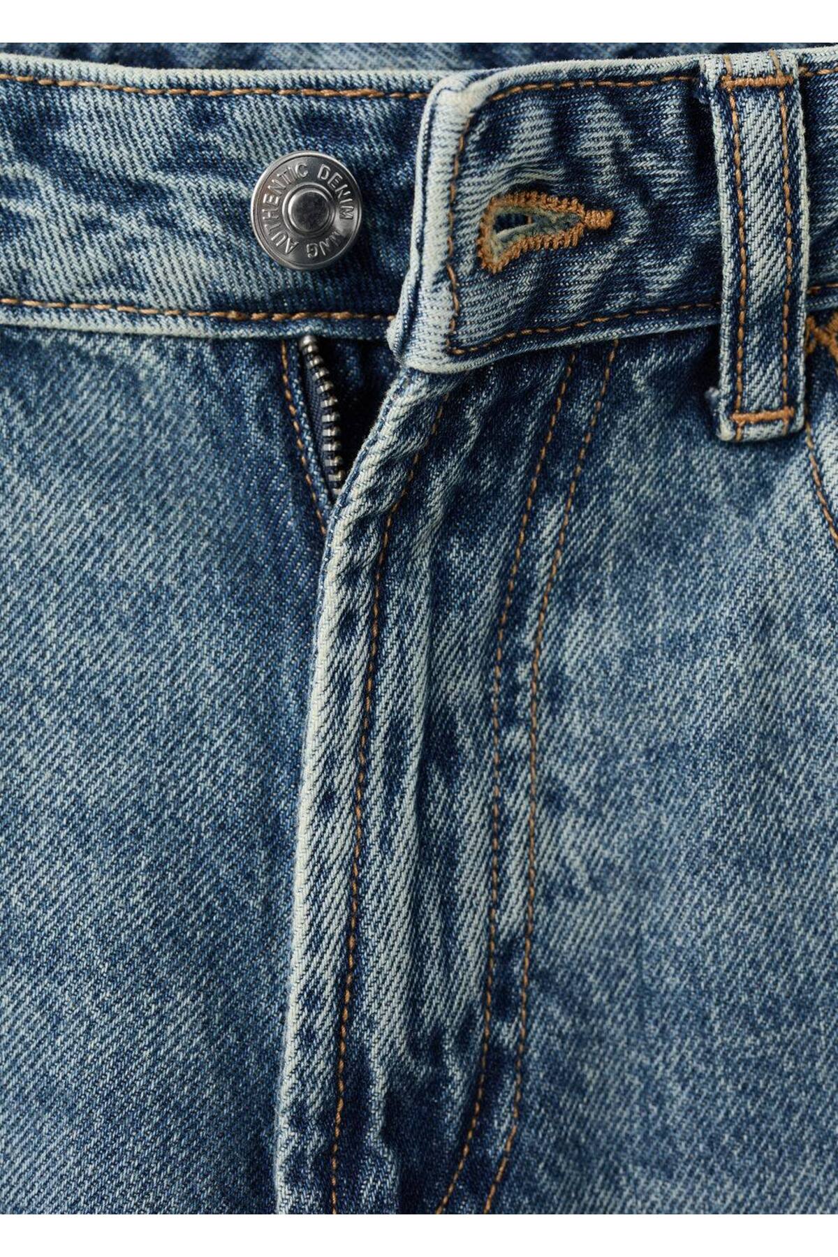 Mango Teen Düz kesimli pamuklu jean pantolon görsel 5