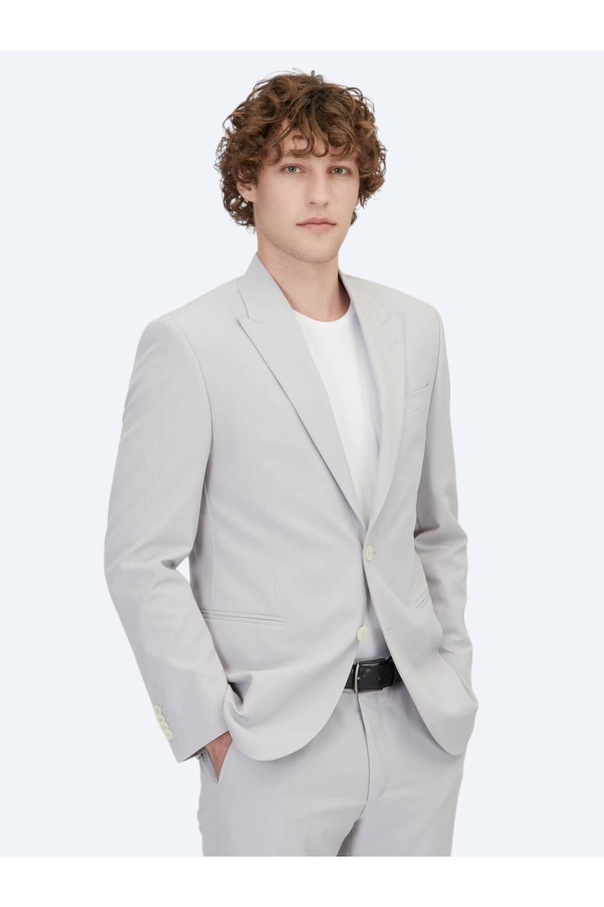 کت و شلوار اسلیم فیت ساده خاکستری روشن Kip