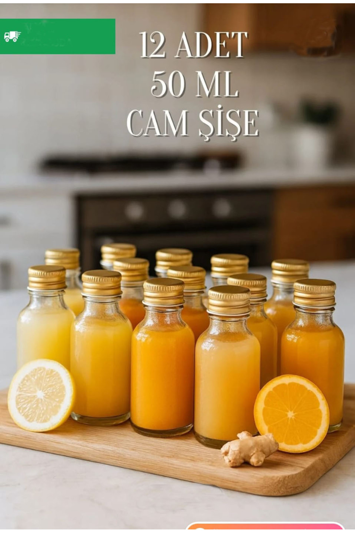 Durucam 12 Adet Şeffaf Cam Shot Şişesi Sızdırmaz Gold Metal Kapaklı Koku Süs Çok Amaçlı Şişe 50ml