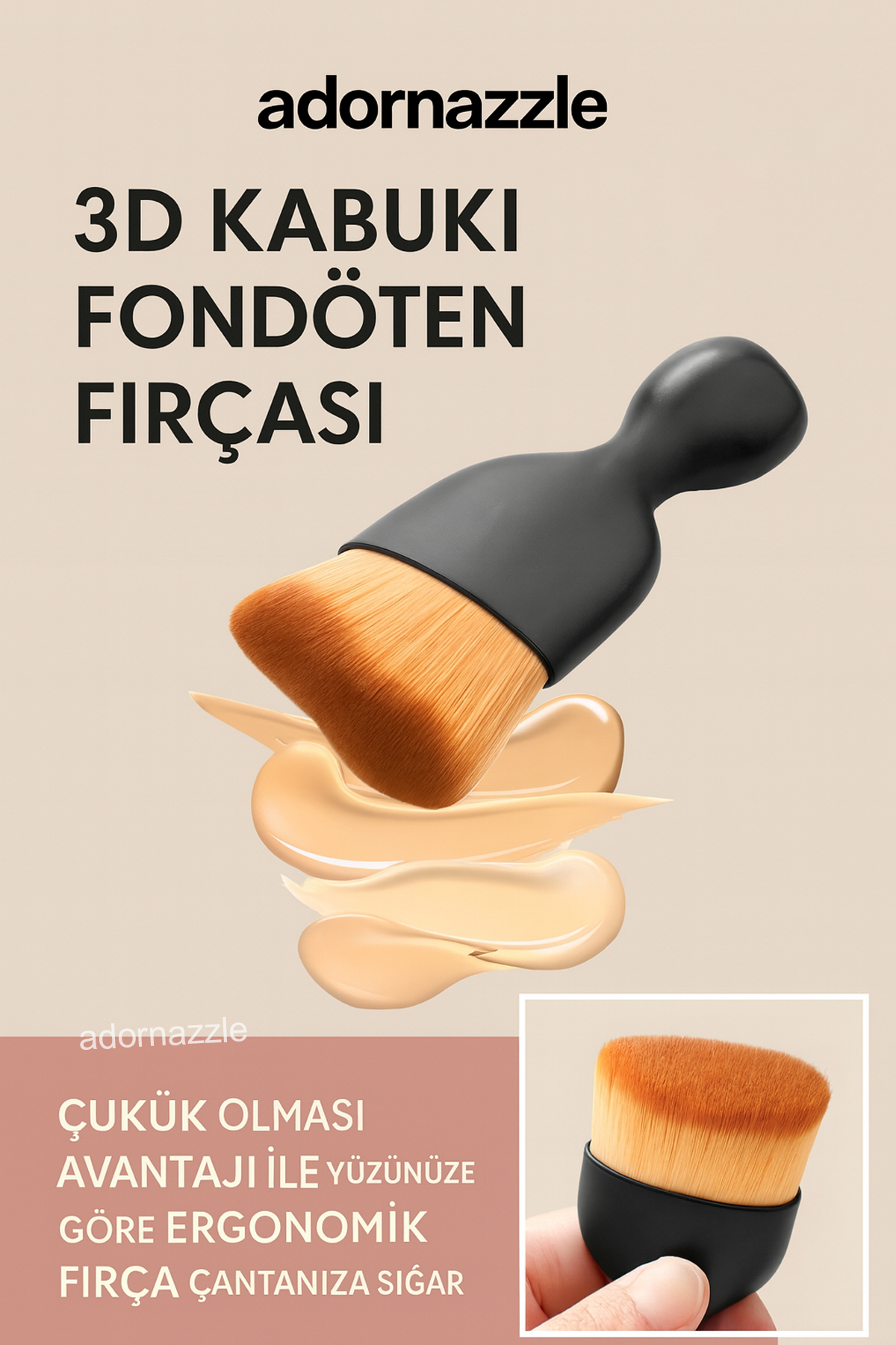 Fondöten Fırçası, Makyaj Fırçası, Yüksek Kaliteli Fondöten Fırçası 1 Adet — ADRGR0168 — تصویر 5 از 6
