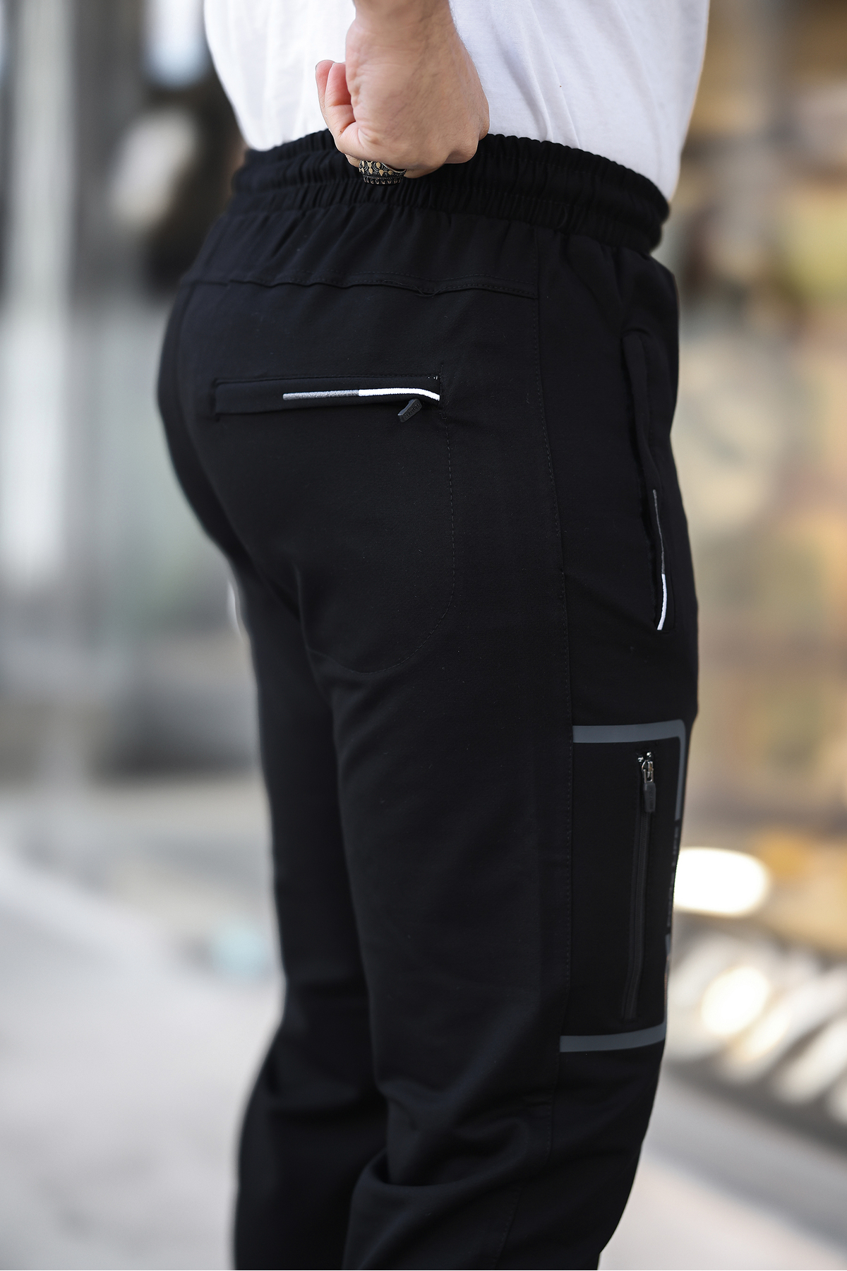 Fors Life  Yeni Sezon Dizde Baskı ve Fermuar Detaylı Manşetli Eşofman Altı, Siyah - Görsel 3