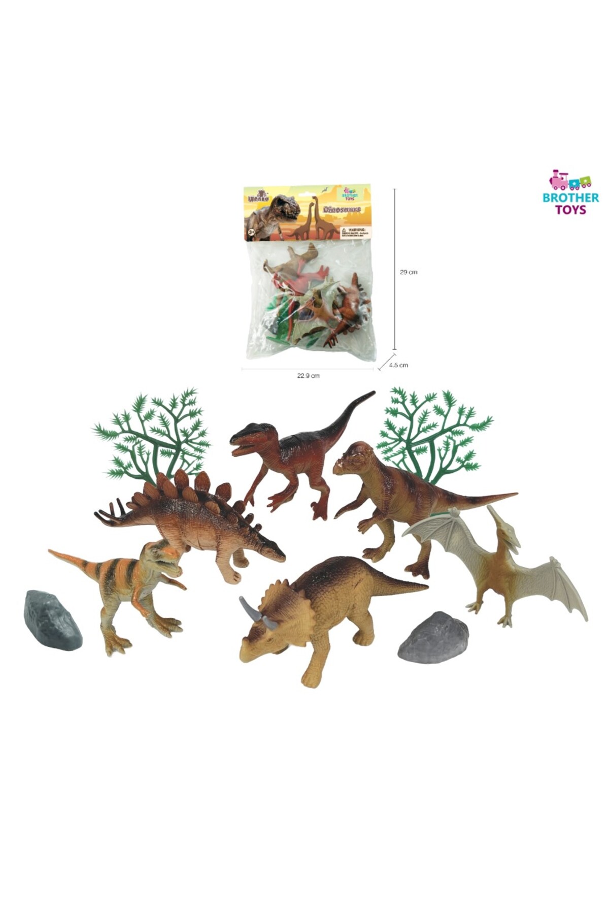 Brother Toys Poşetli 10 Parça Dinozor Dinazor Seti 16 Cm. Trex