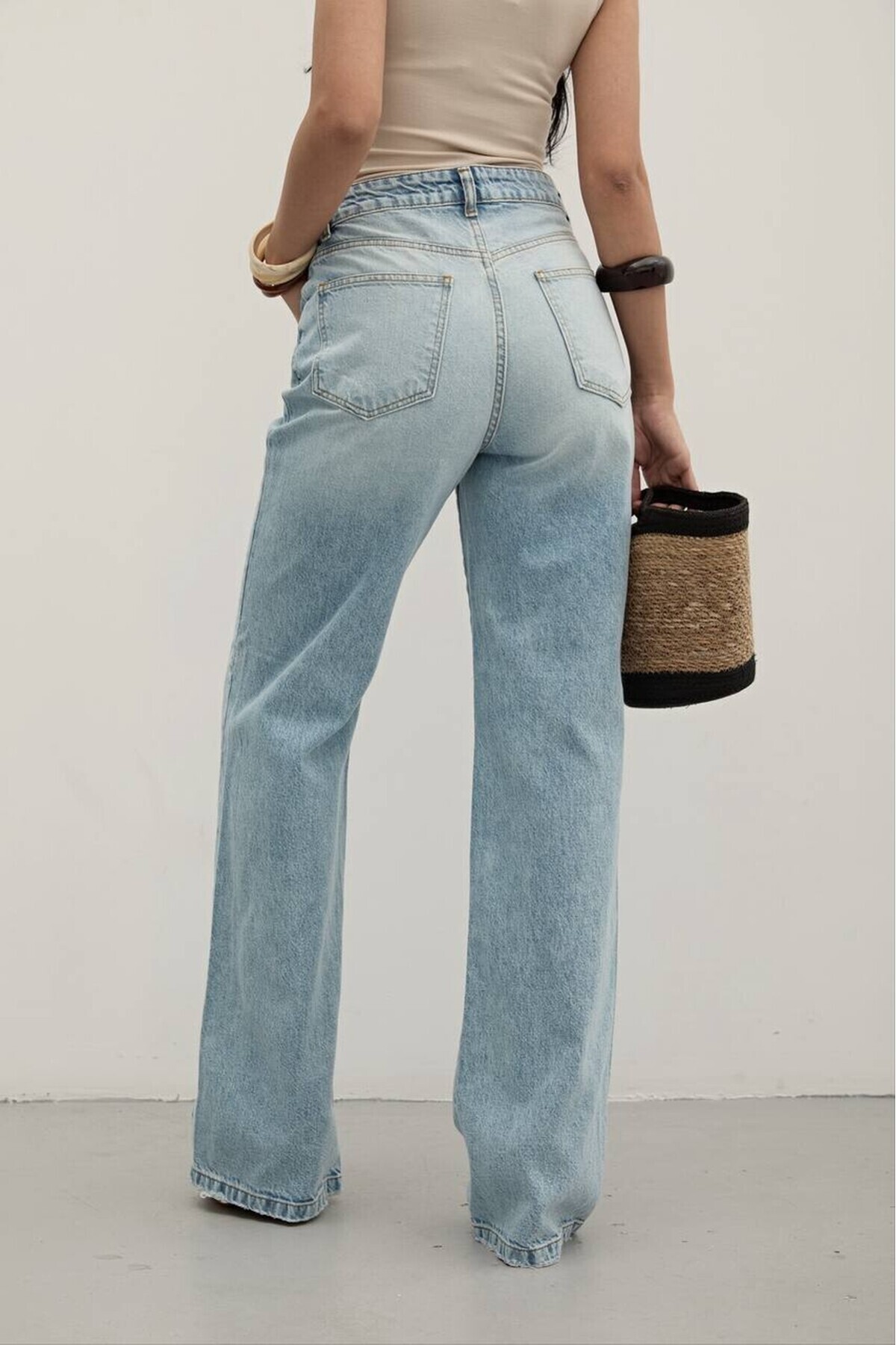 ZDN JEANS Kadın Straight Fit Buz Mavi Jean W-1701 görsel 4