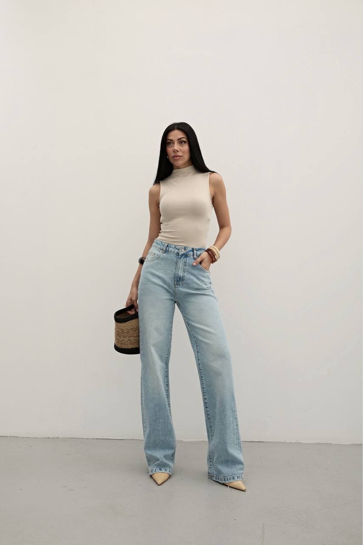 ZDN JEANS Kadın Straight Fit Buz Mavi Jean W-1701