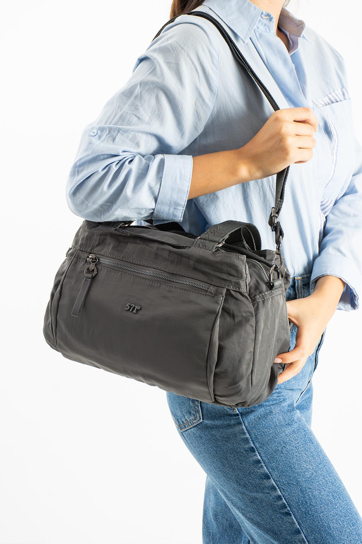 571 Collections Çanta Yumuşak Dokulu Ultra Hafif, Esnek ve Su Geçirmez Polyamid Kumaş Omuz ve Kol Çantası Gri Model: (571-