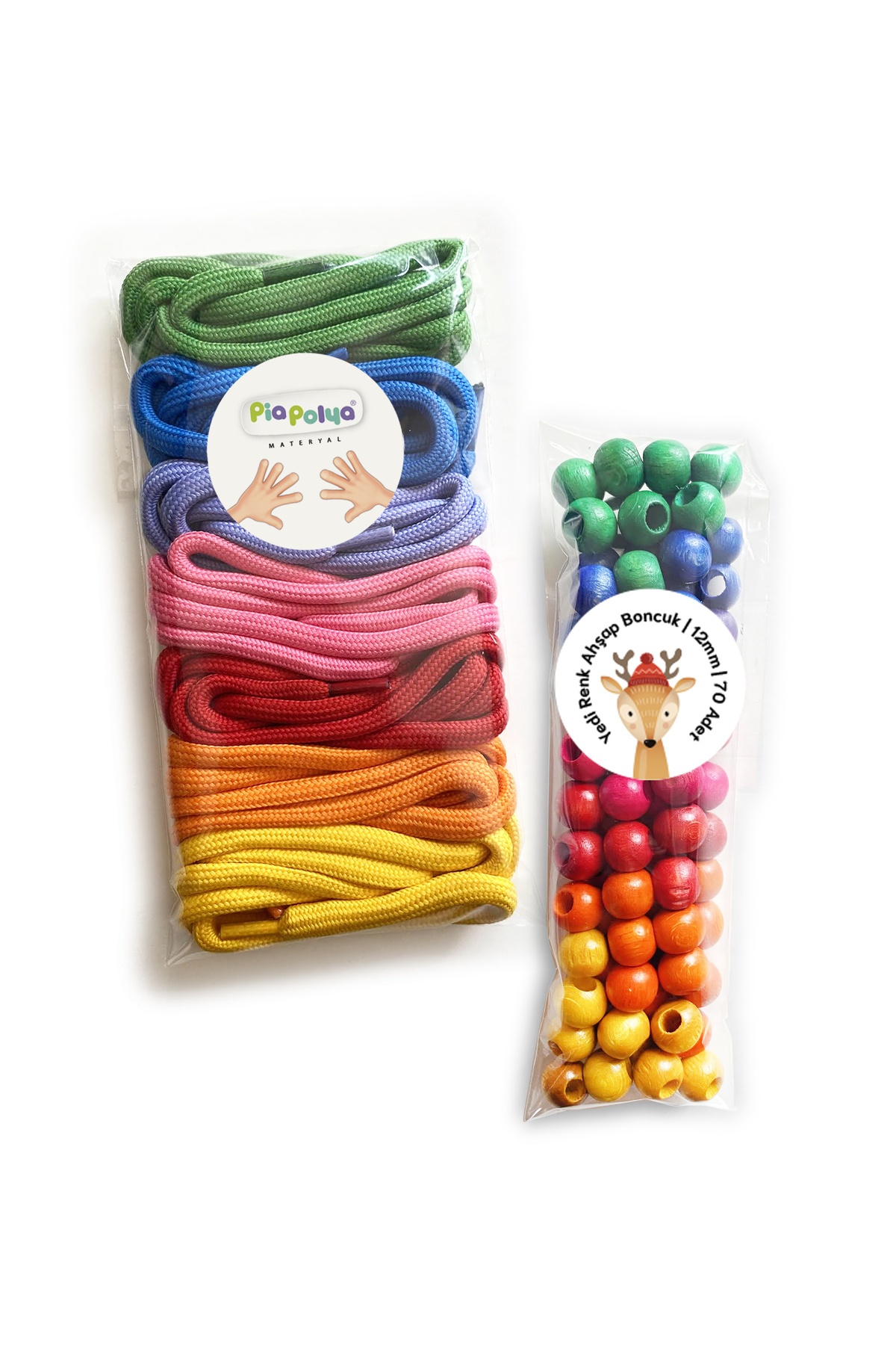 رشته‌کردن مروارید ابریشمی کوچک | ۷ رنگ | مهره‌های چوبی ۱۲ میلی‌متری | تقویت عضلات کوچک | تطبیق رنگ‌ها