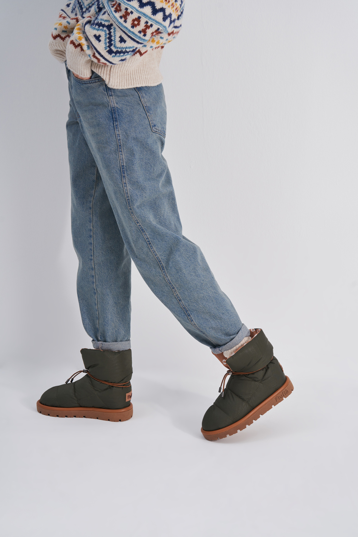 Flufie Kaz Tüyü Unisex Bot Klasik Serisi Khaki görsel 7