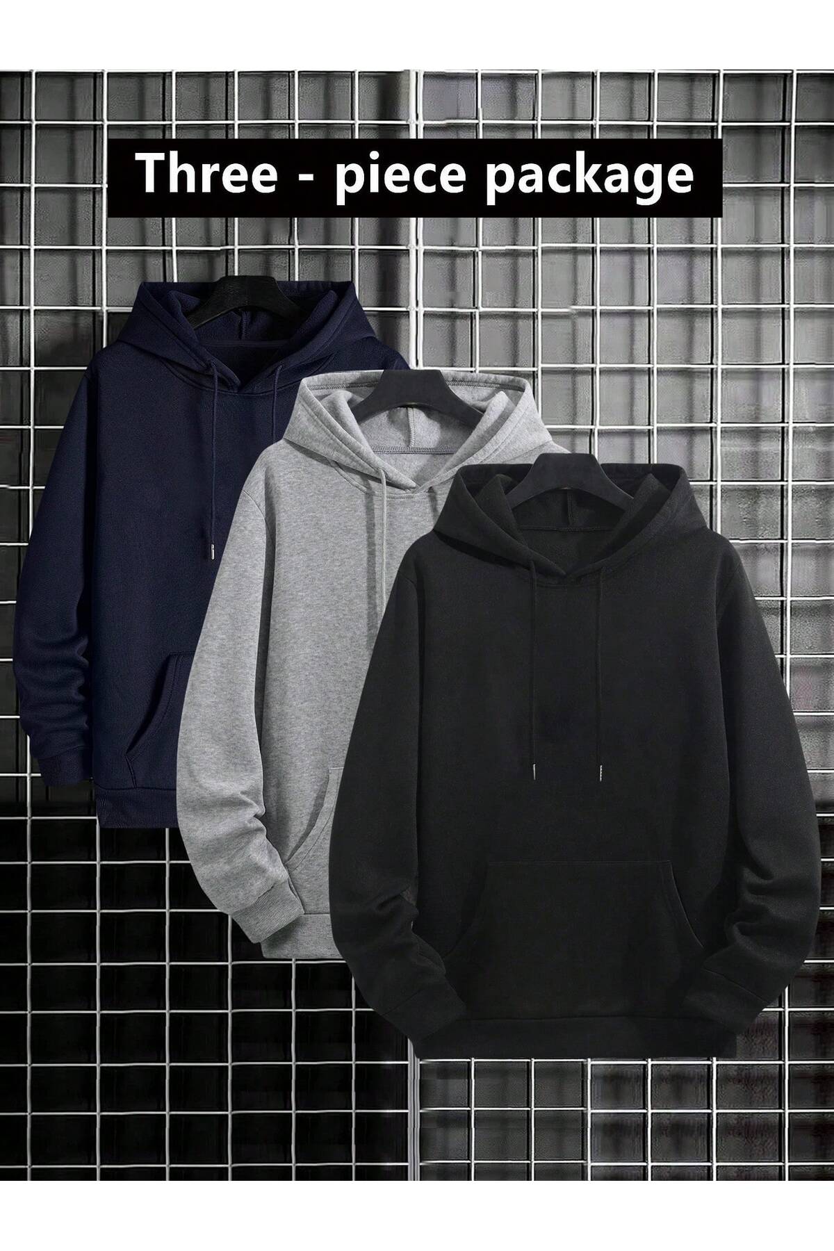 EYAX MODA 3'lü Avantaj Set Kapüşonlu Sweatshirt