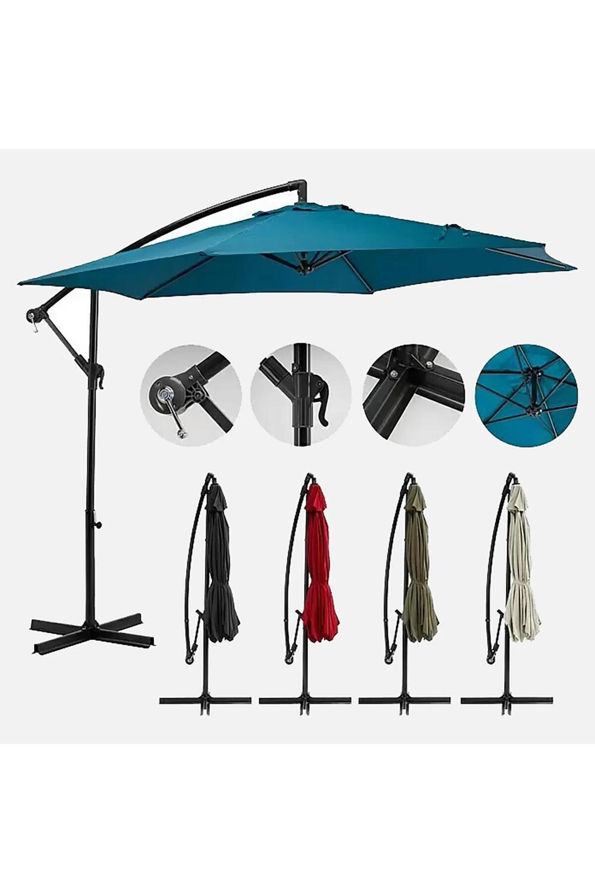 Sunfun Toscana 300 cm Premium Bahçe Şemsiyesi – 6 Renk Seçeneği – Ayaklı & Katlanır Gölgelik