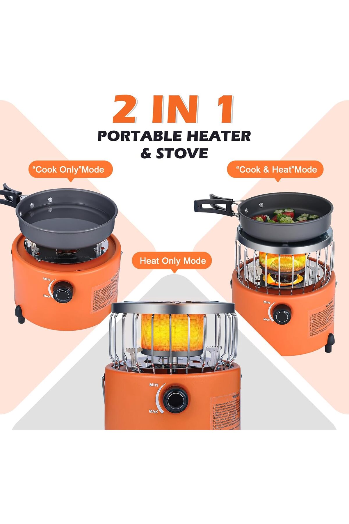 دفاية غاز للرحلات والتخييم 2 في1 ( للتدفئة + للطهي\تسخين\ تحضير مشروبات ساخنة)