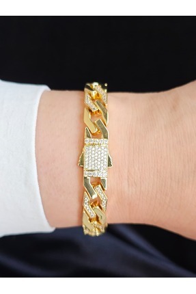 SENDEAL SHOP 14 Ayar Altın Kaplama Gurmet Bileklik - Zirkon Taş XP005