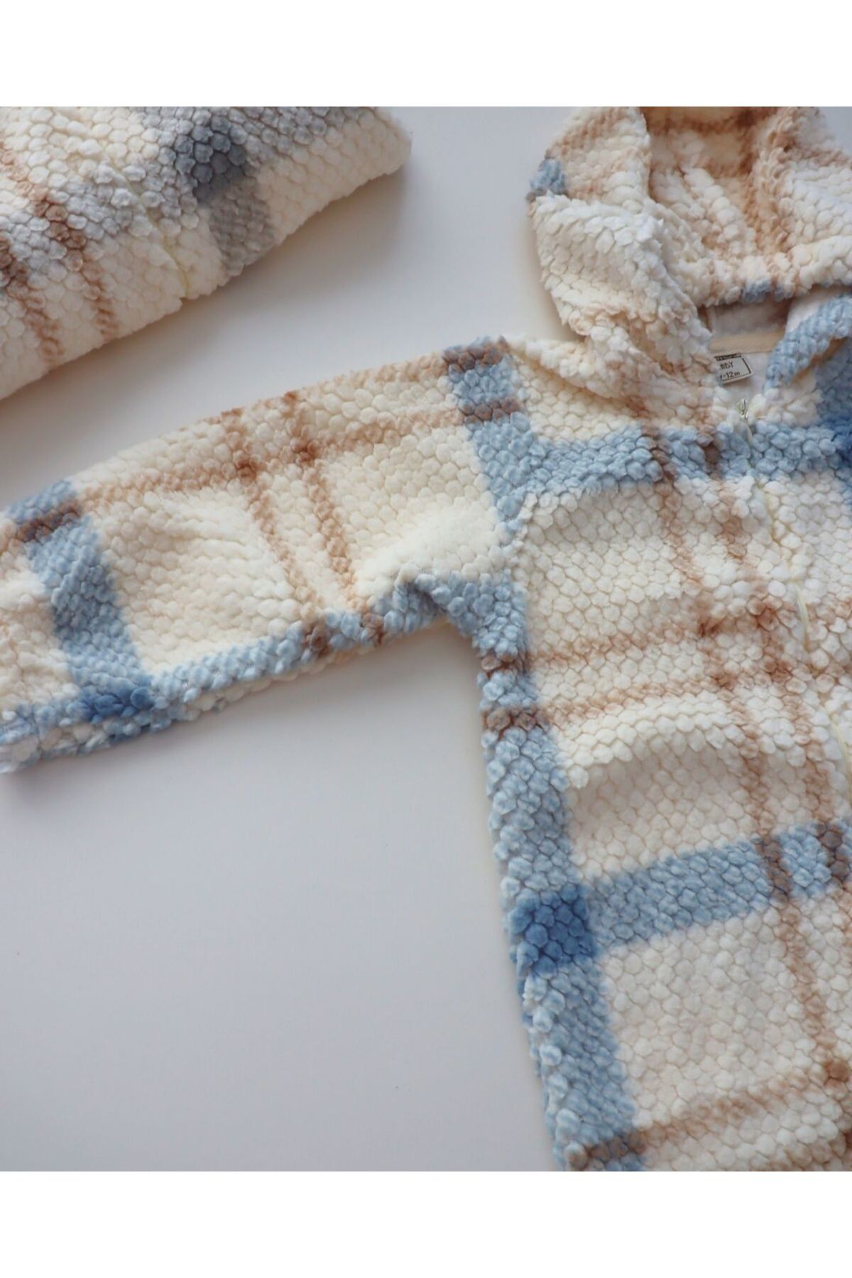 TinyAlp Bayramlık Peluş Kışlık Yumuşacık Ekose Velsoft Kız Erkek Bebek Tulum fotoğrafı 3 (önizleme)