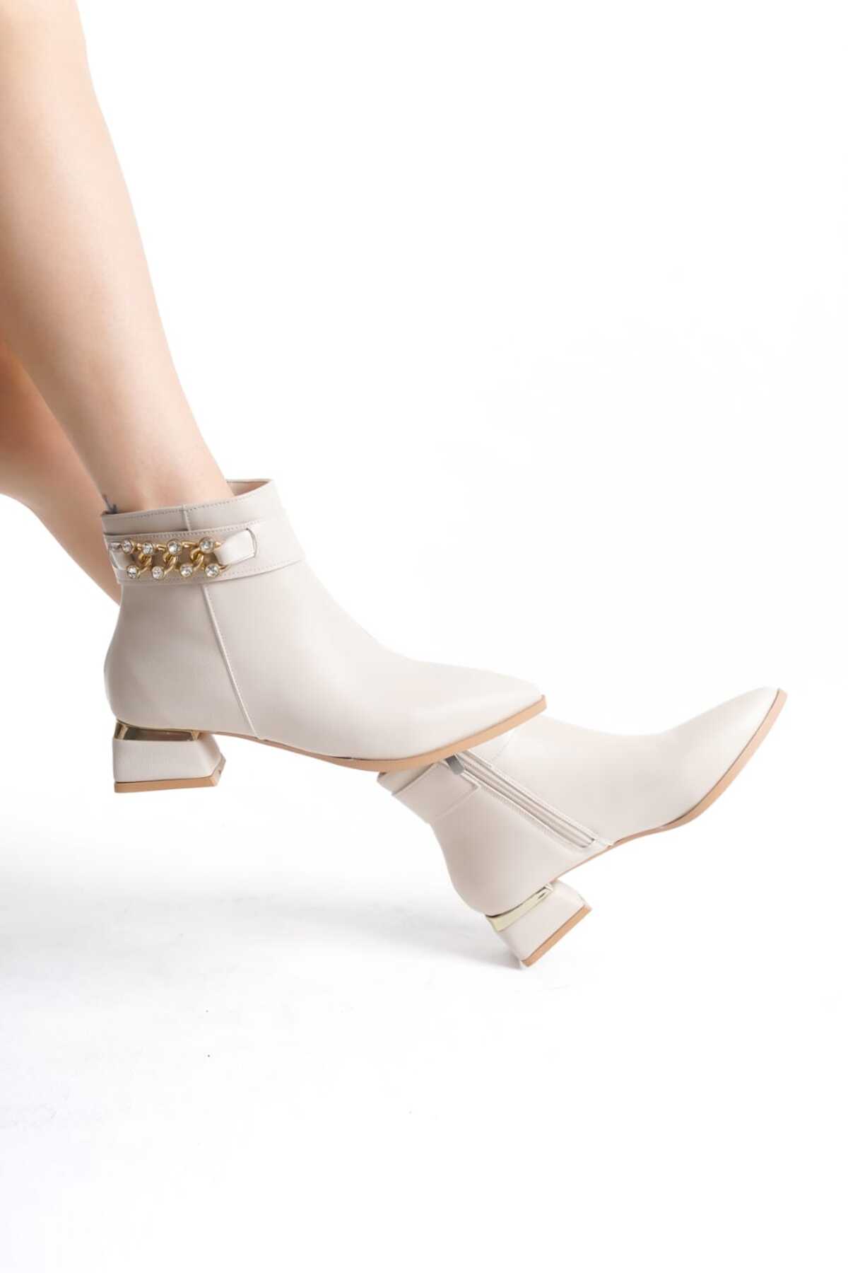 BARAK SHOES Kadin Sivri Burun Bot Yandan Tokali Yeni Sezon
