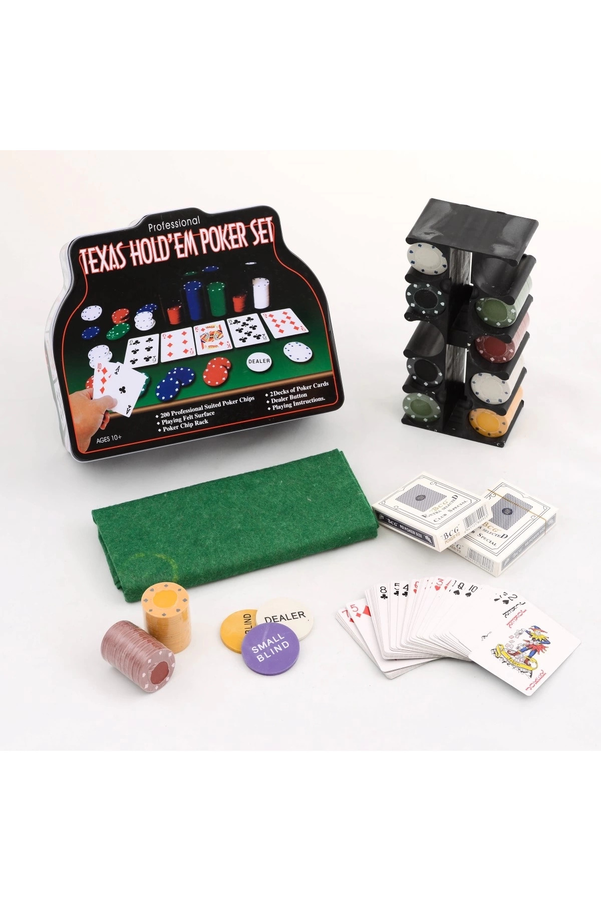 Epilons 200 Chip Ve 2 Adet İskambil Kağıt Setine Sahip Poker Oyunu Alk2601