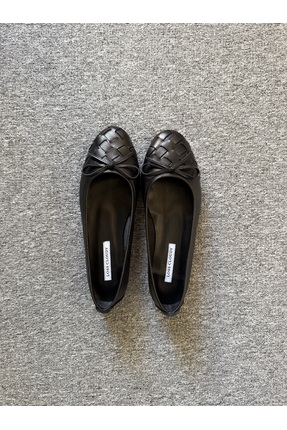 LOSS CLOUDY SİYAH GERÇEK DERİ ÖRGÜLÜ BABET