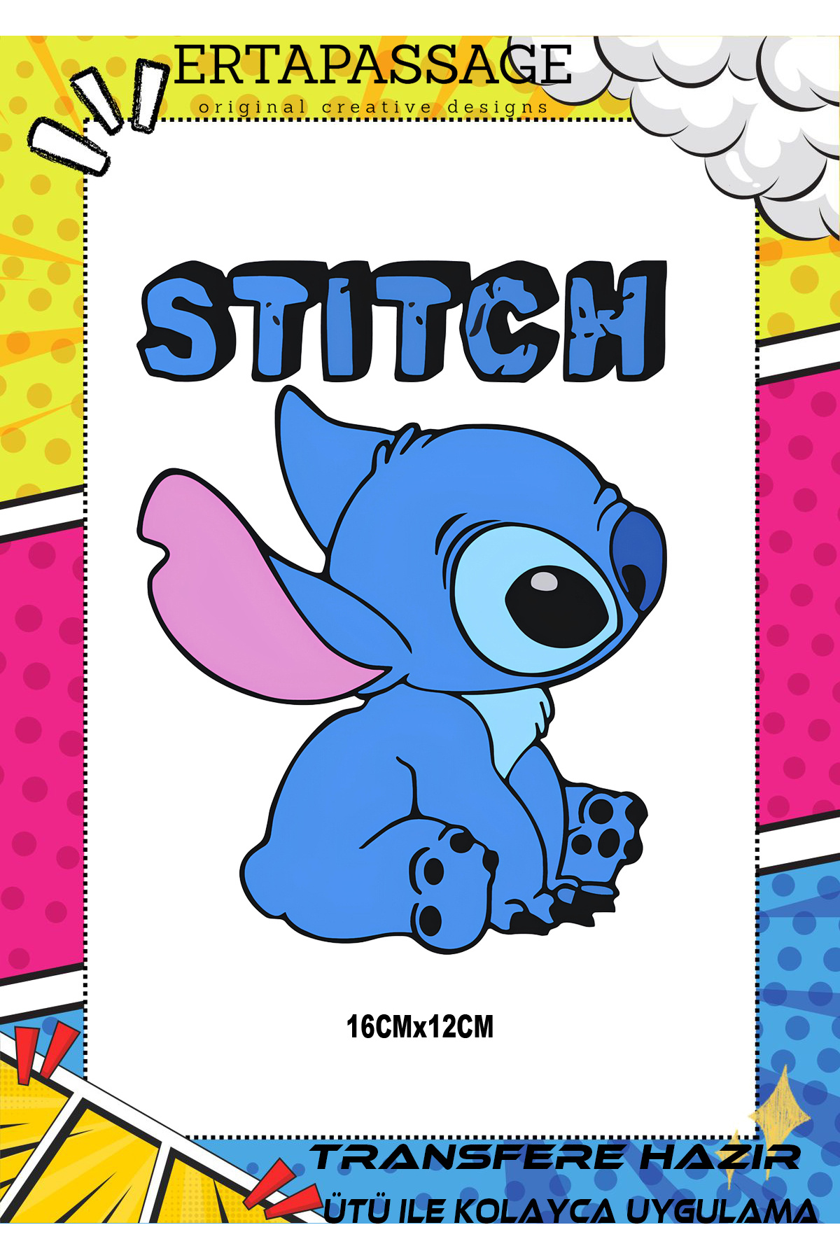 ErTaPassage Stitch Çocuk DTF Transfer Baskı – Ütüyle Yapışan – Tişört İçin Kolay Uygulama